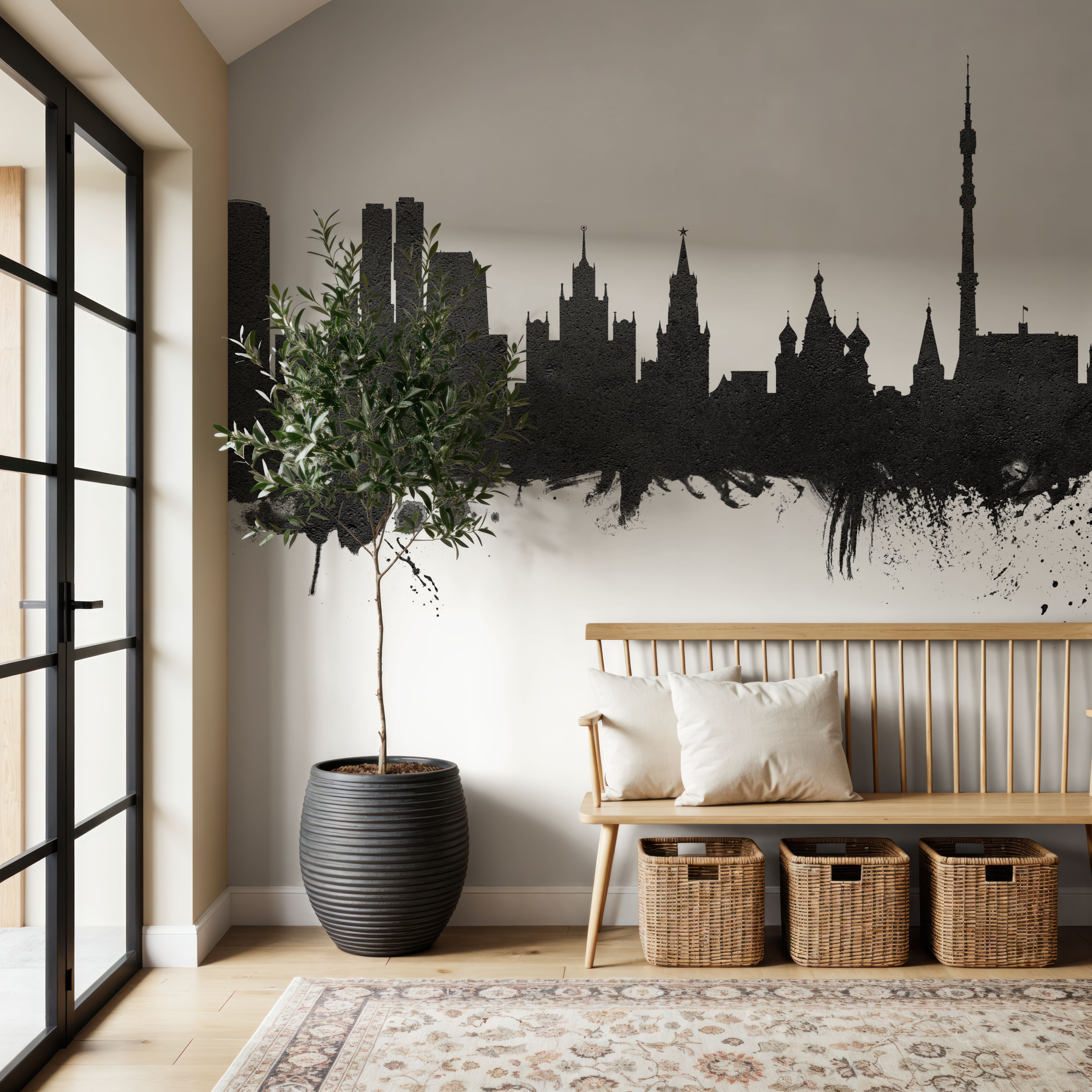 Moscow Russia Skyline Black & White