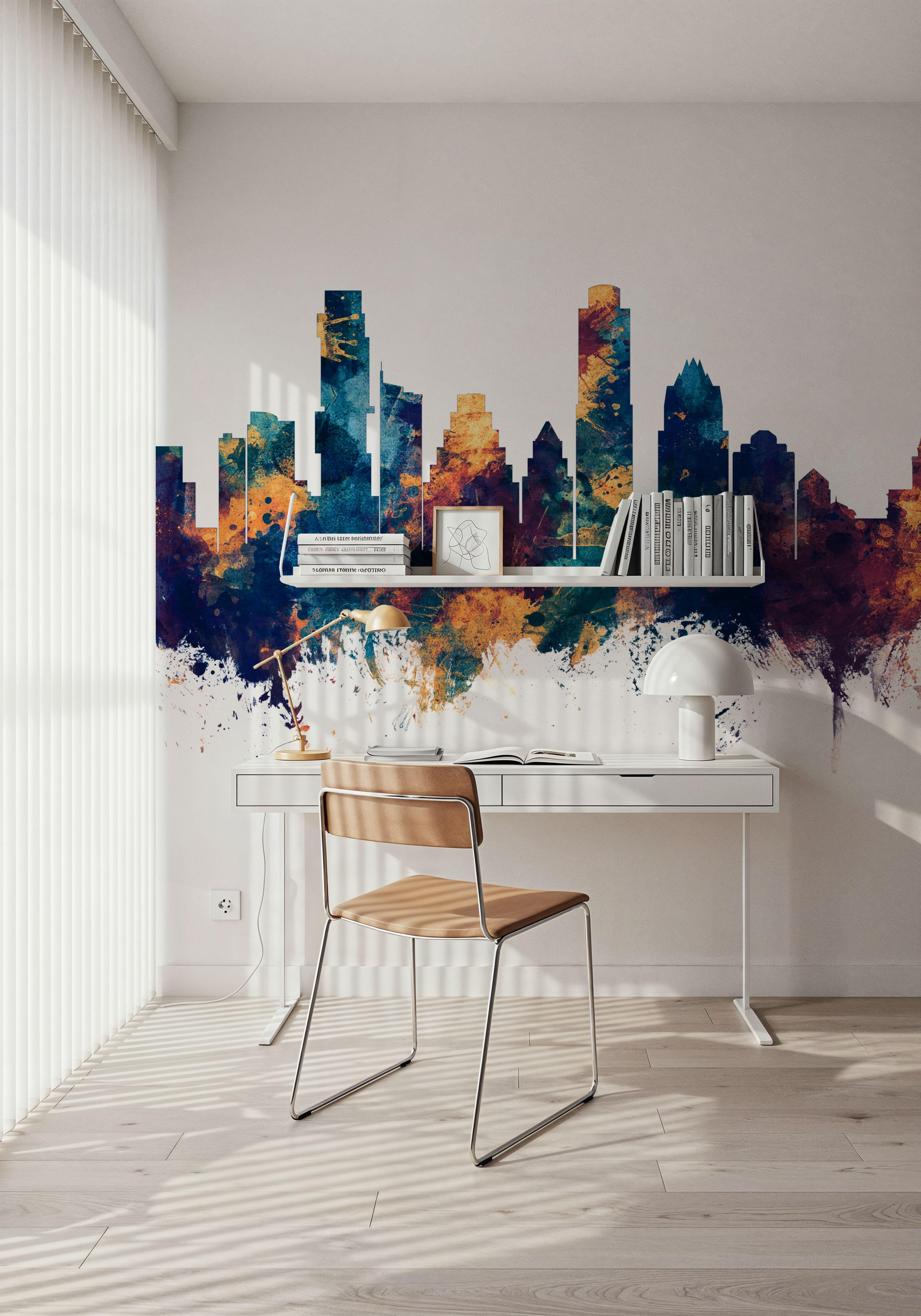 Austin Texas Skyline Blue & Bronze