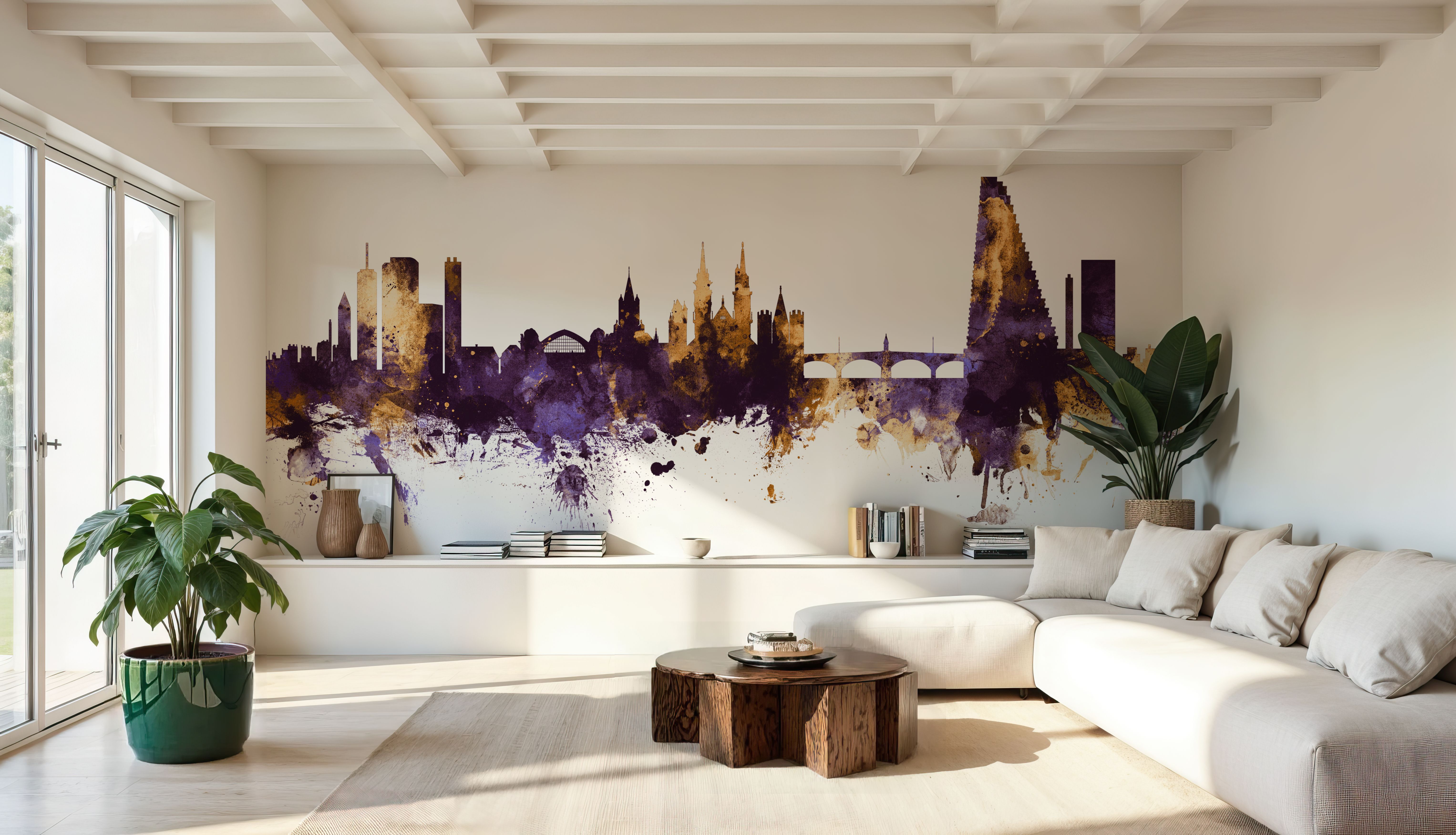 Basel Switzerland Skyline Purple & Gold