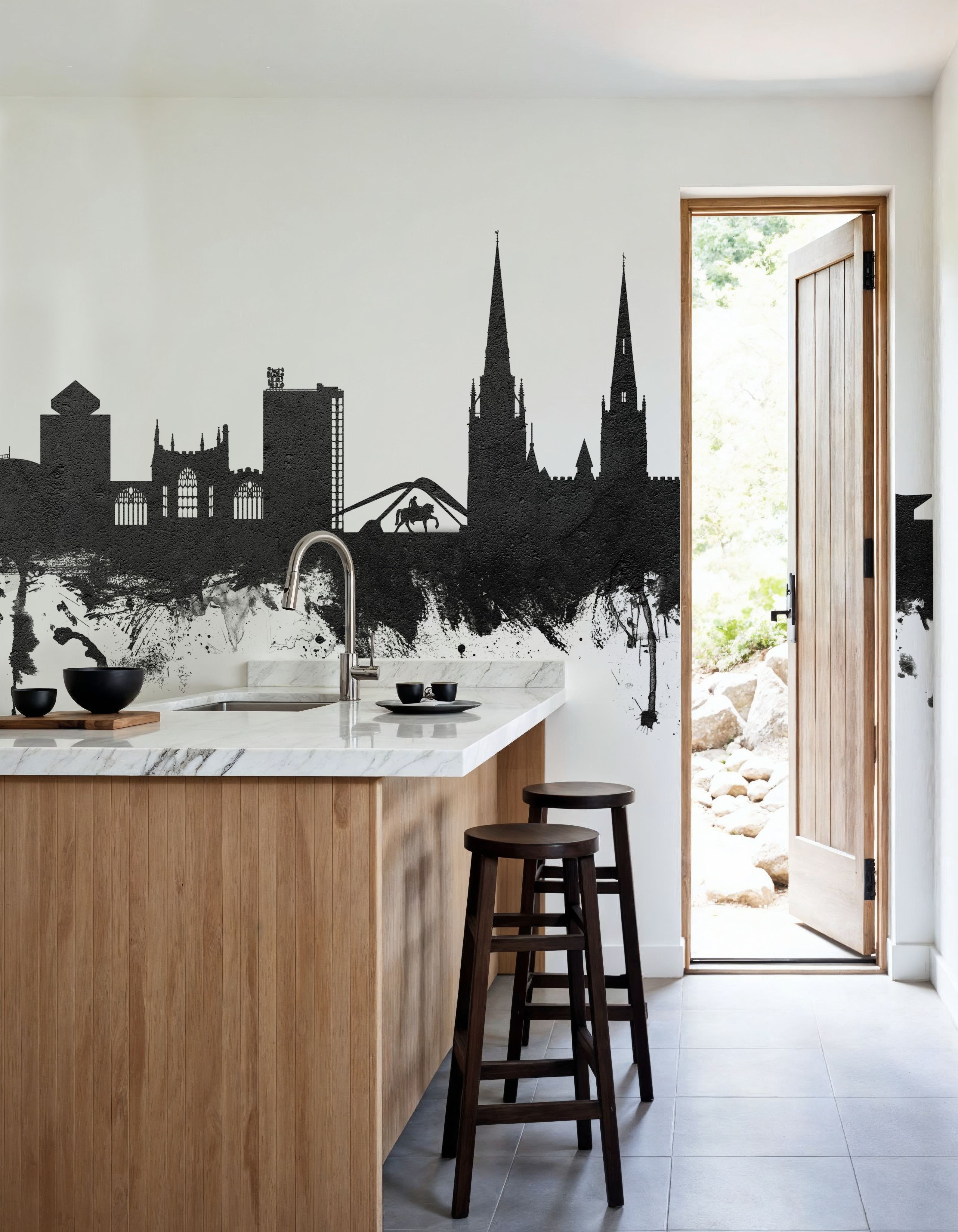 Coventry England Skyline Black & White