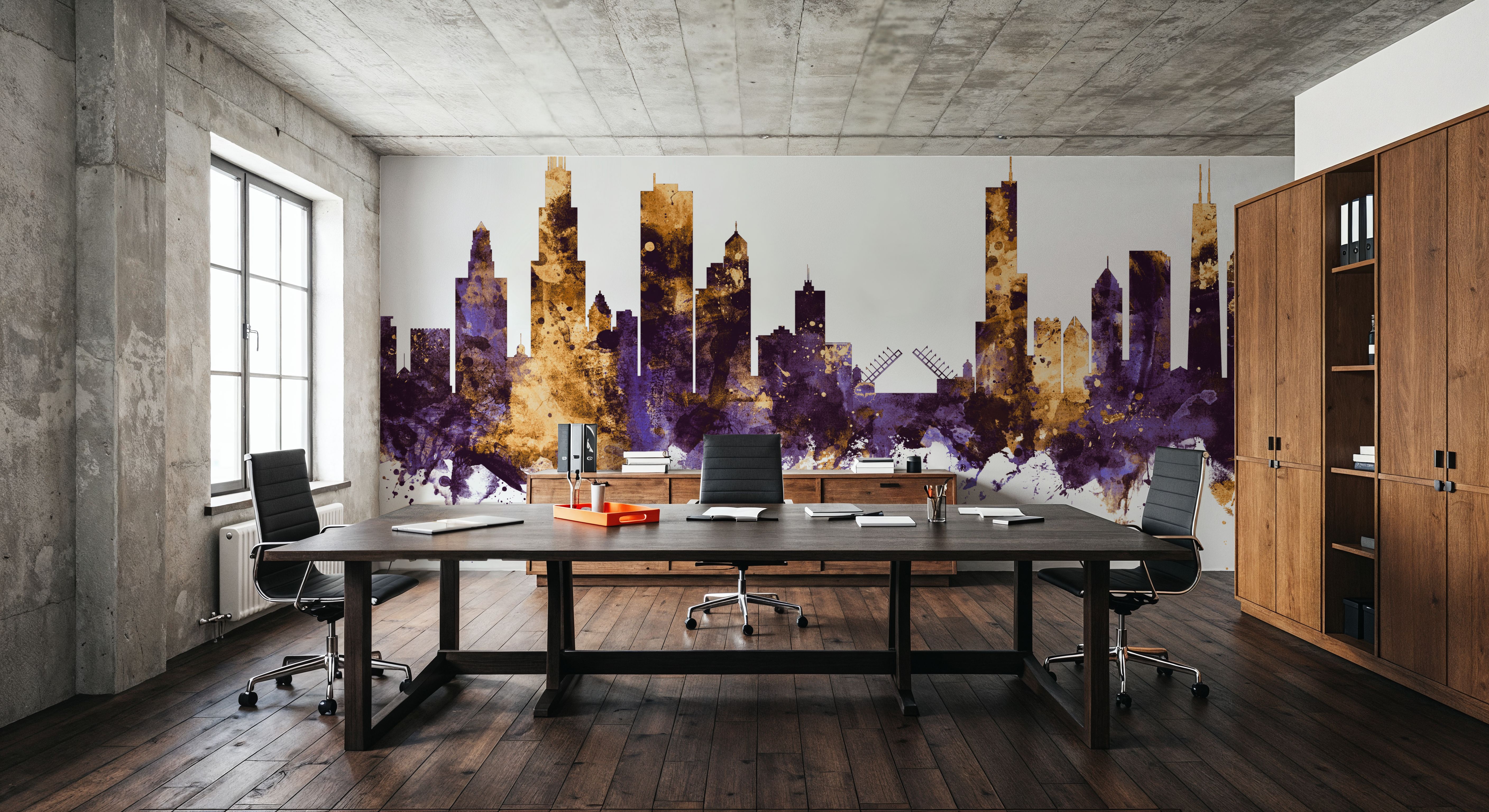 Chicago Illinois Skyline Purple & Gold