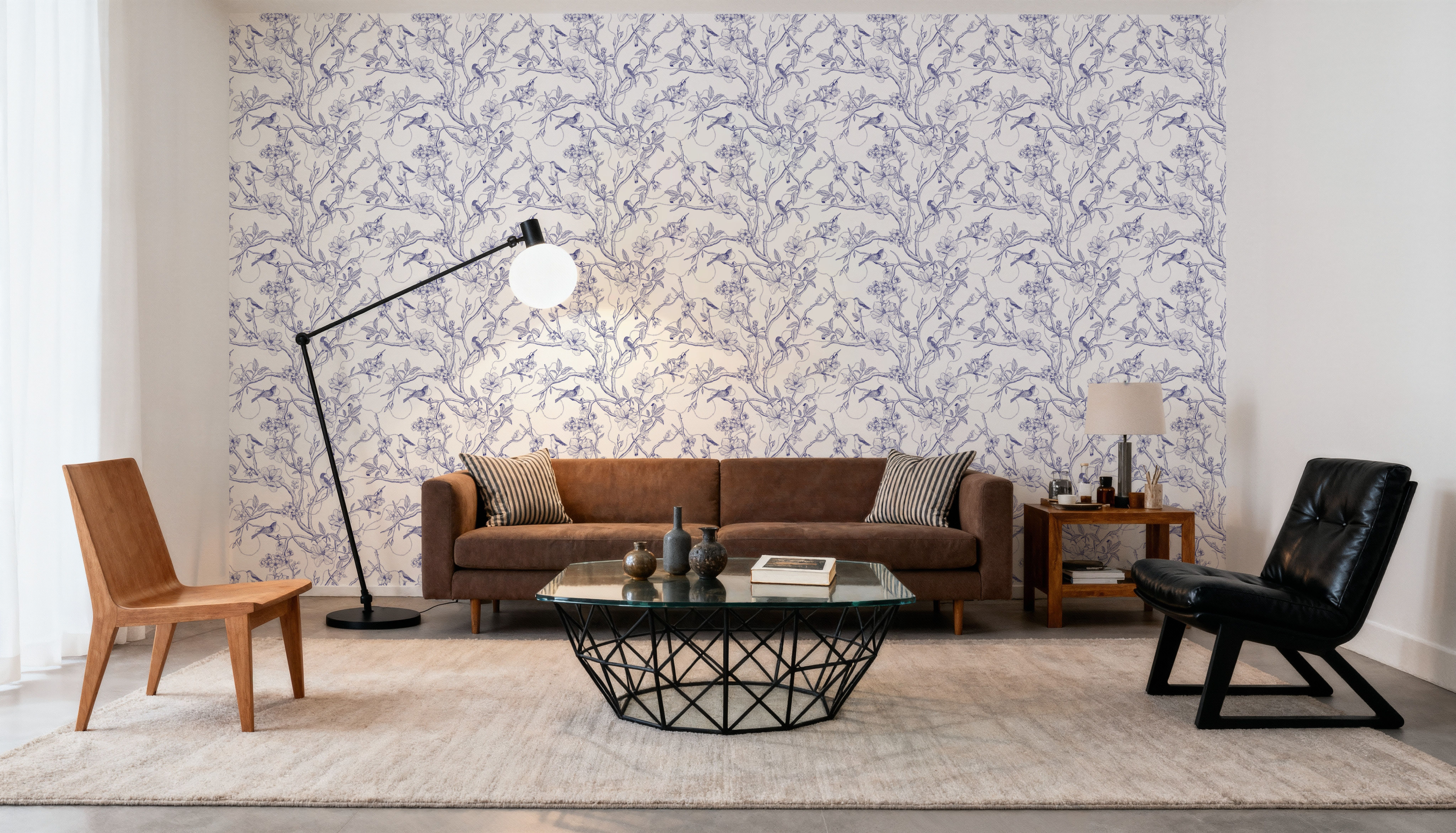 Trailing Tree of Life, Blue on White