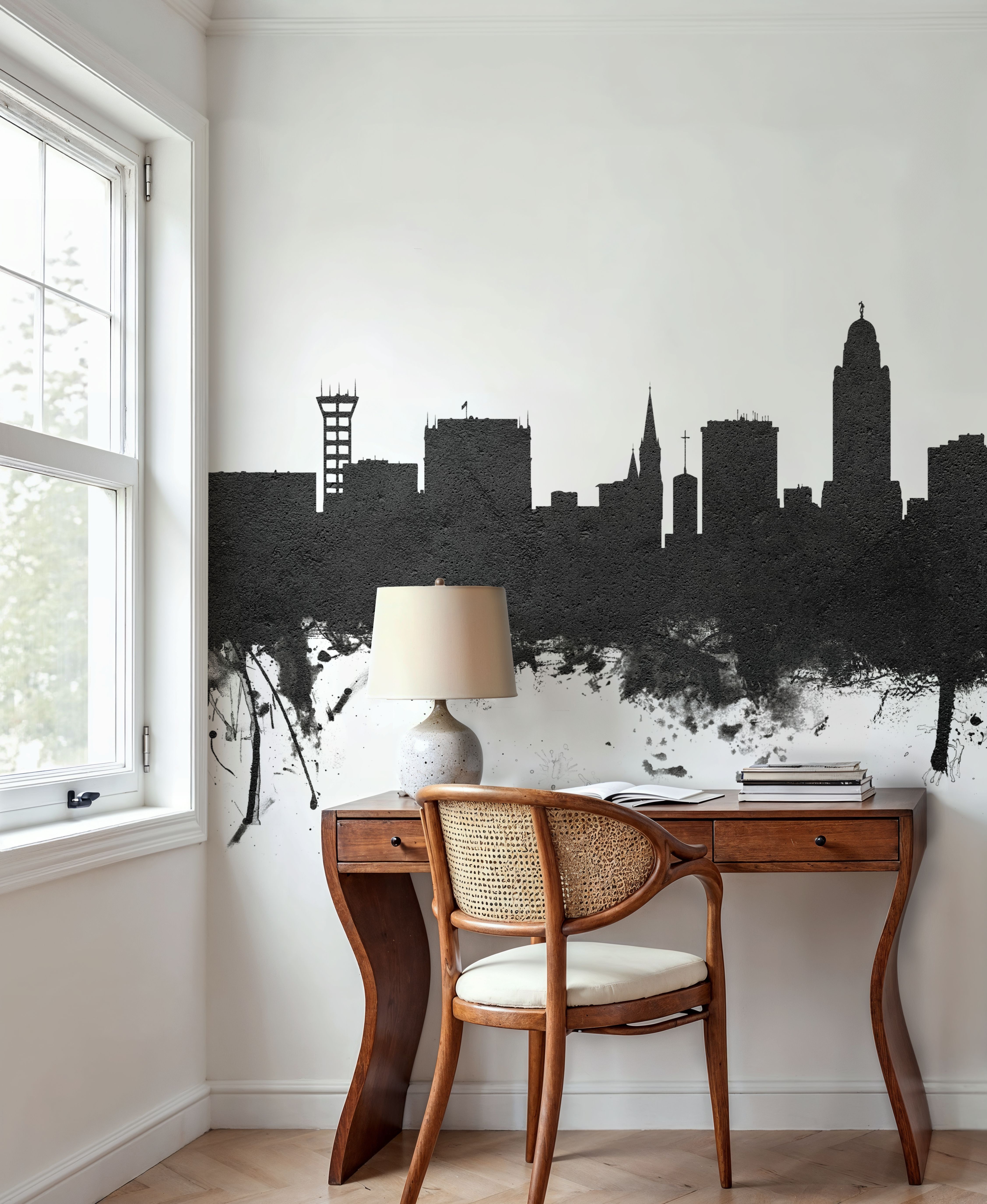 Lincoln Nebraska Skyline Black & White