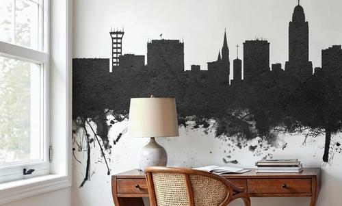 Lincoln Nebraska Skyline Black & White