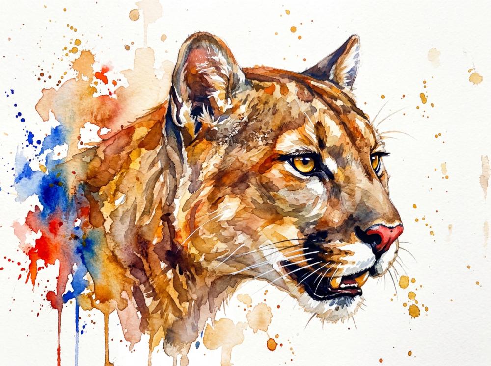 Cougar - Watercolor Predators Series