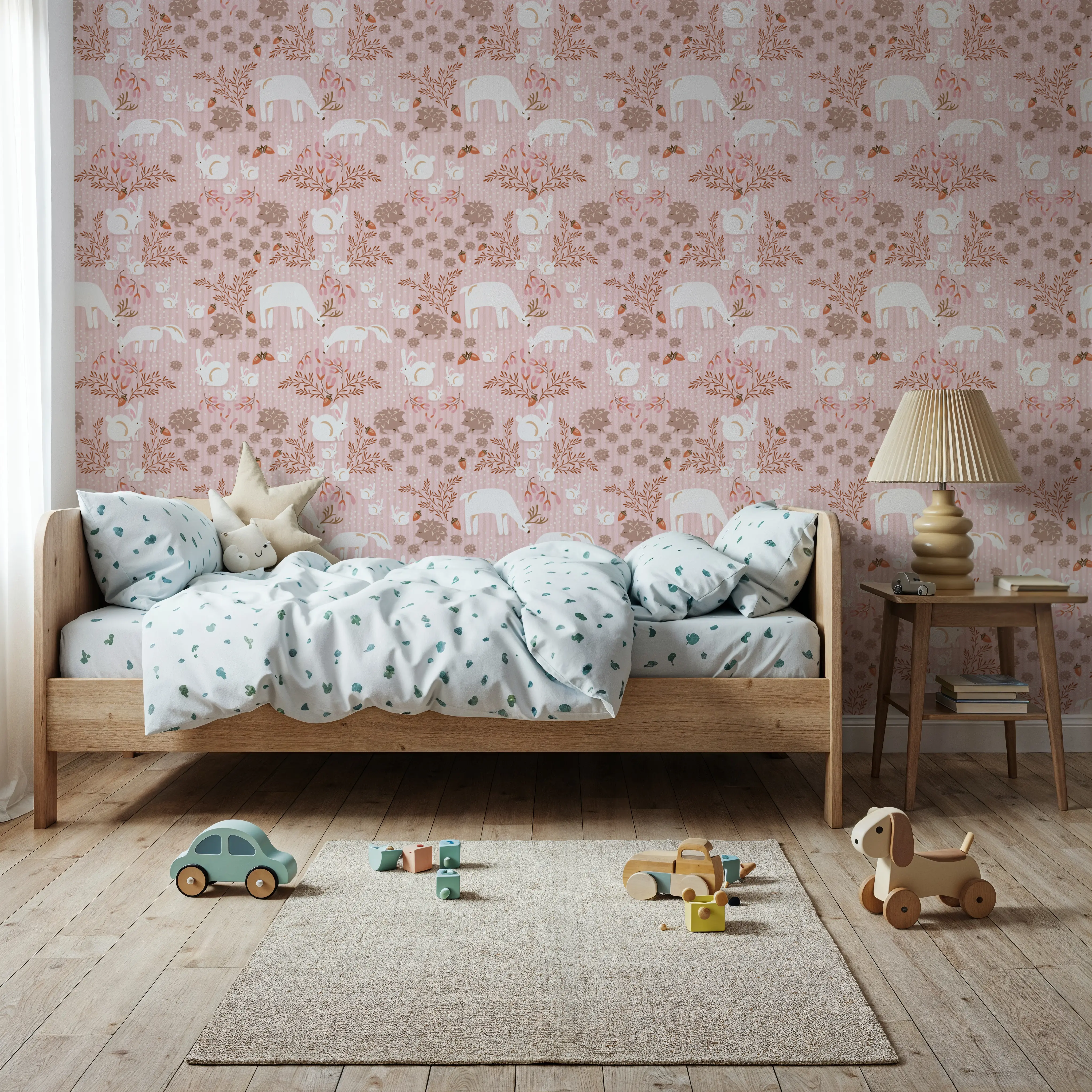 Papier Peint - Welcome to The World, Strawberry - Graphiques Sauvage - Rose - chambre d'enfant - Wallism Belgique - Encollage au mur ou Autocollant