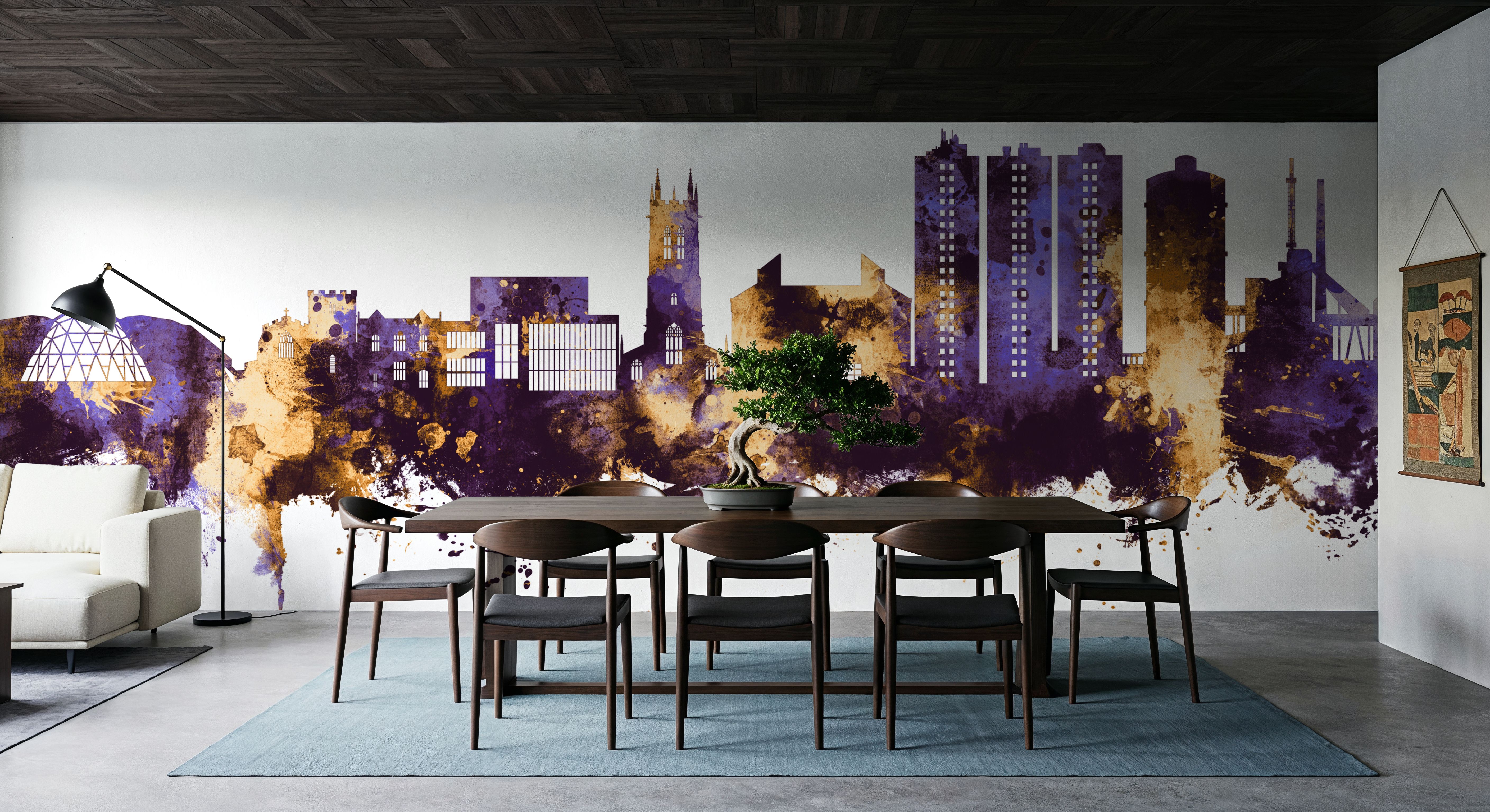 Scunthorpe England Skyline Purple & Gold