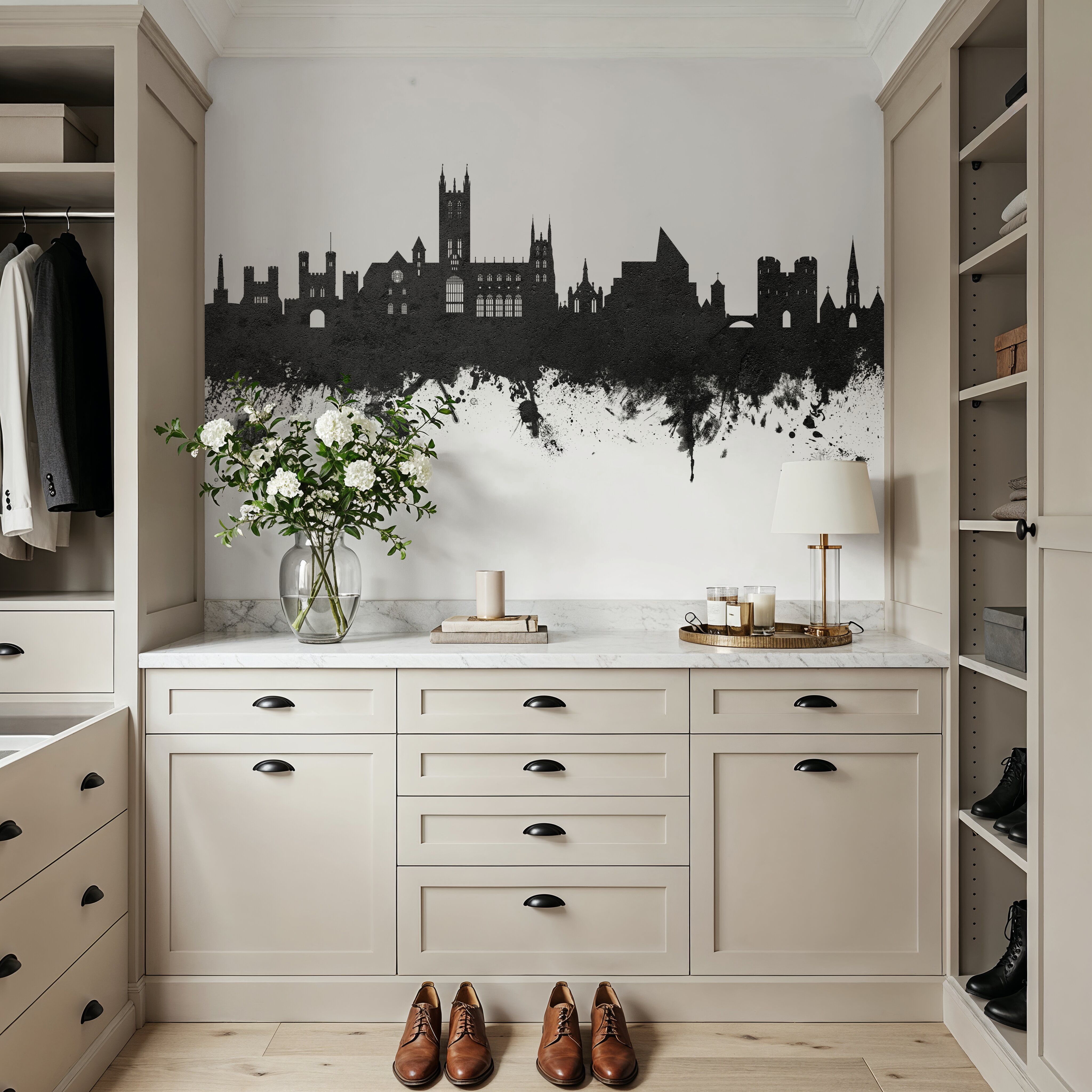 Canterbury England Skyline Black & White