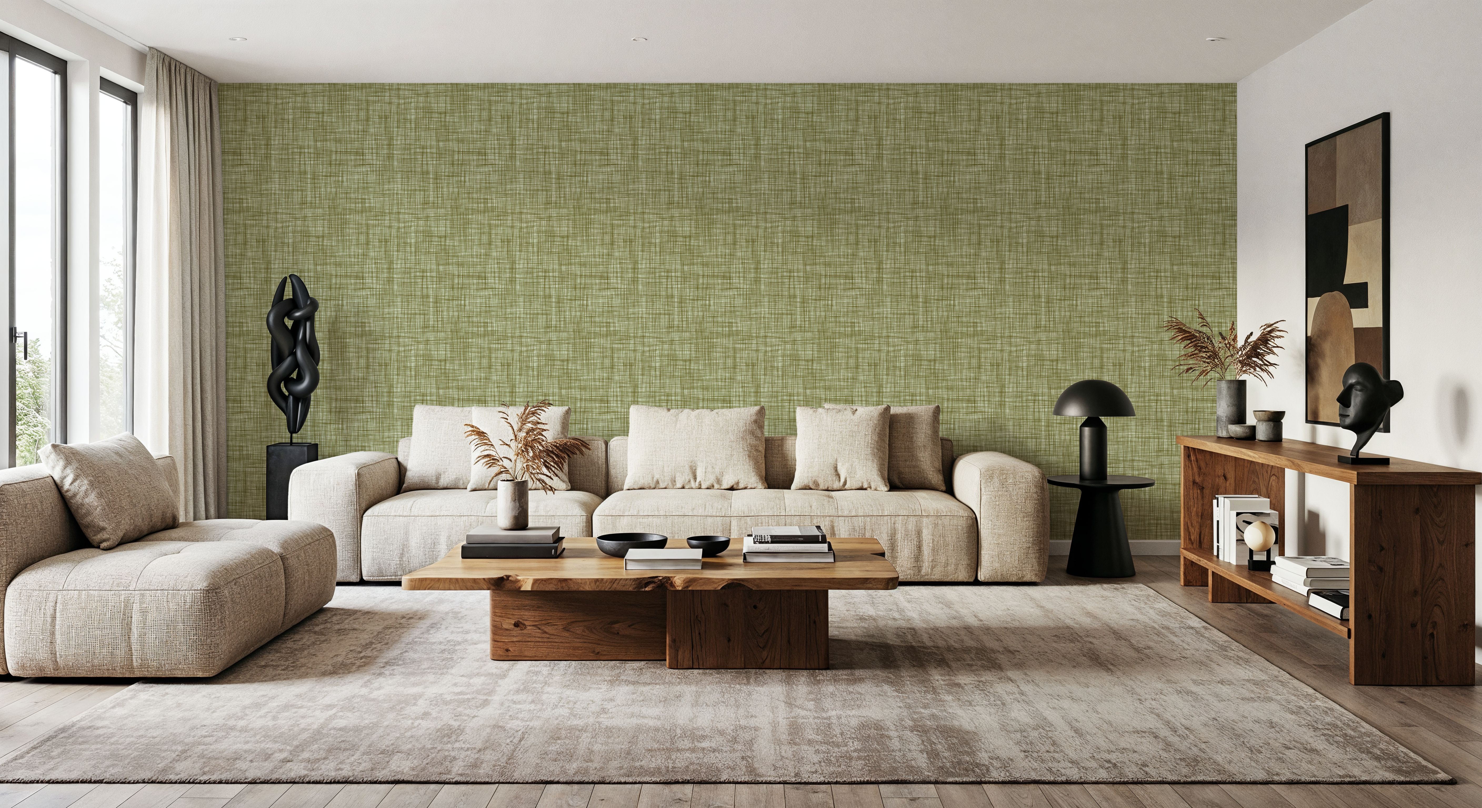 Mottled Linen Effect, Olive Green