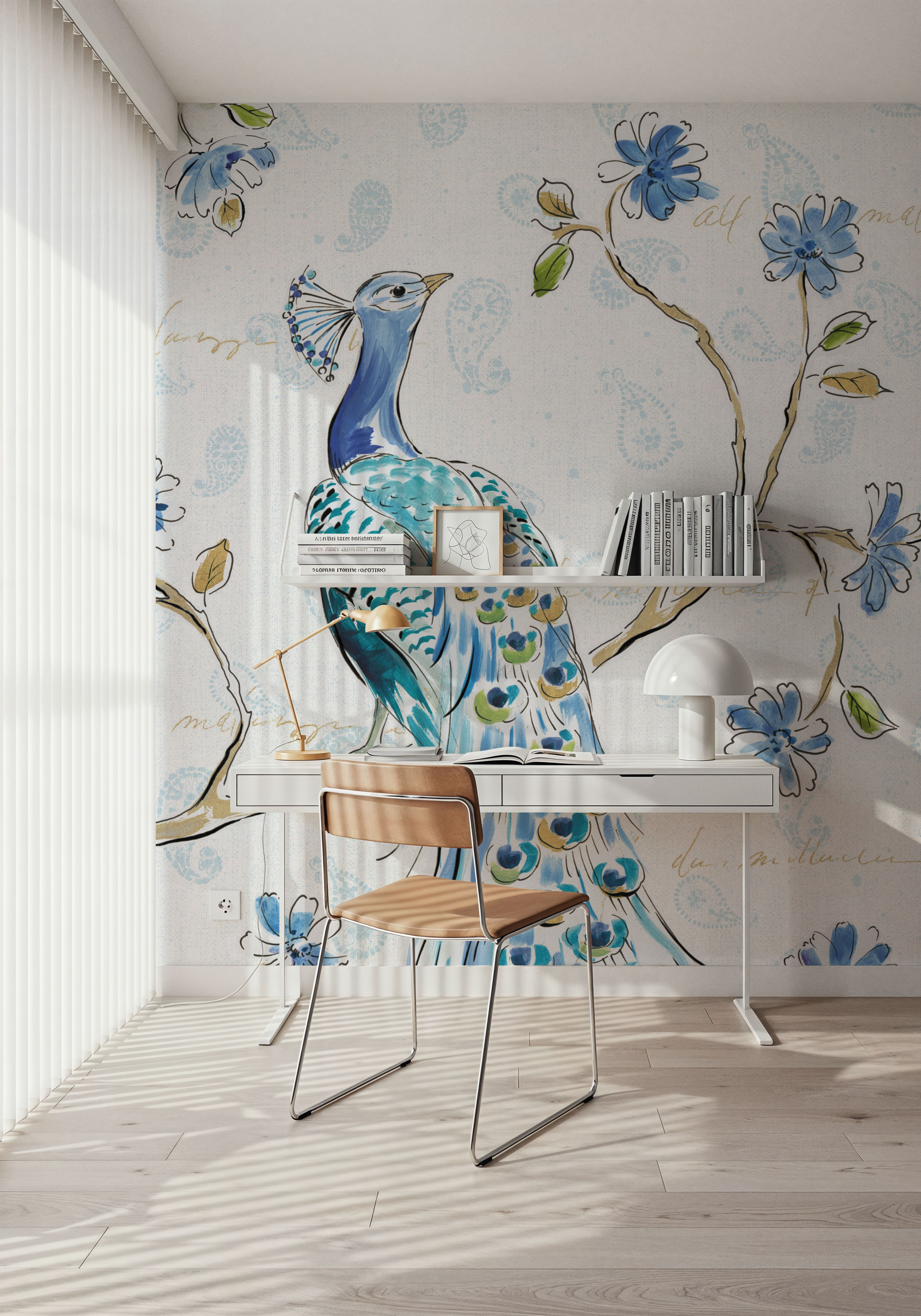 Peacock Allegory I White