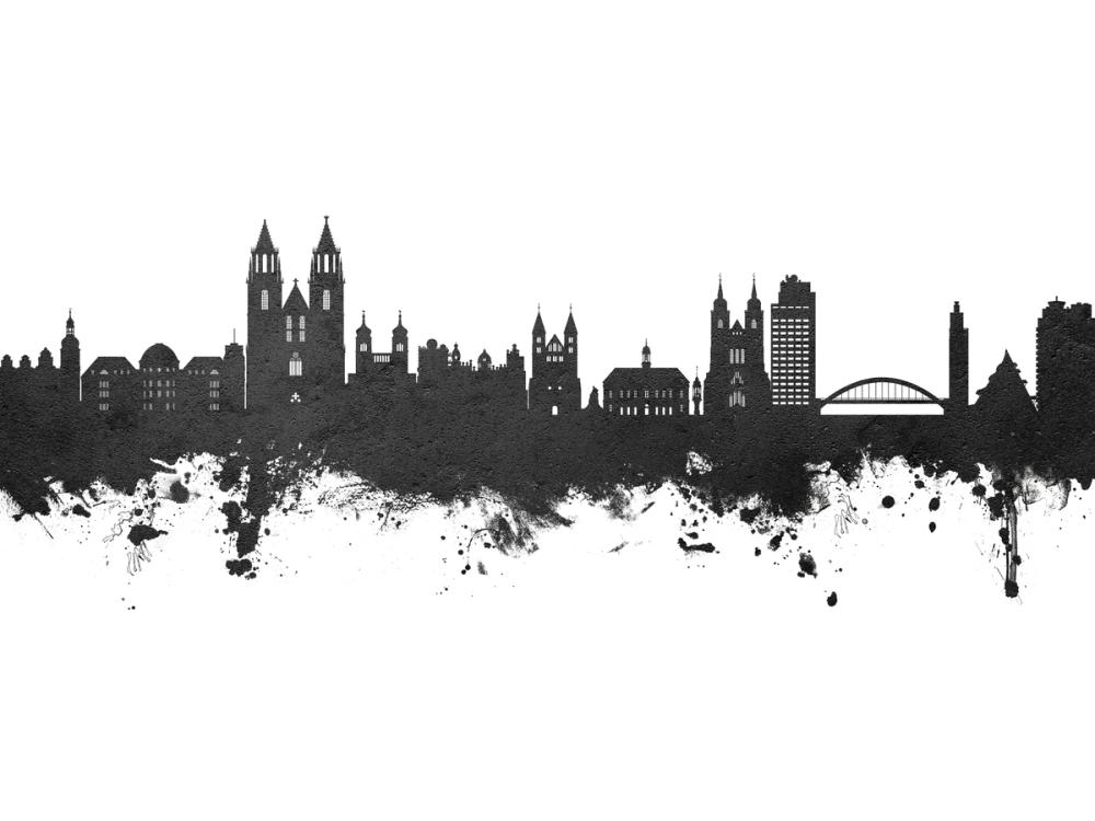 Magdeburg Germany Skyline Black & White