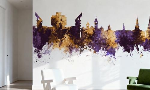 Auburn Alabama Skyline Purple & Gold