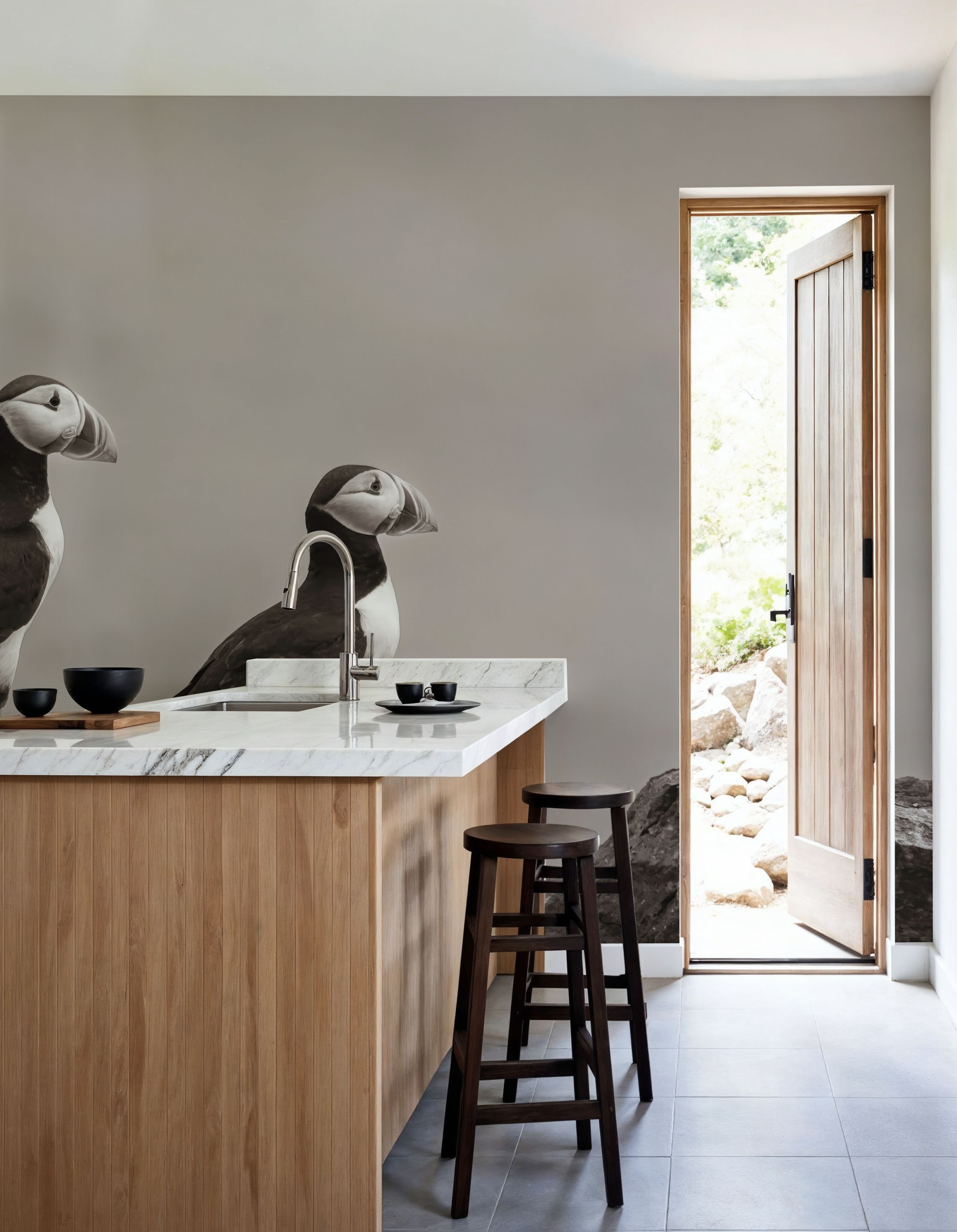 Atlantic Puffin Pair Sepia