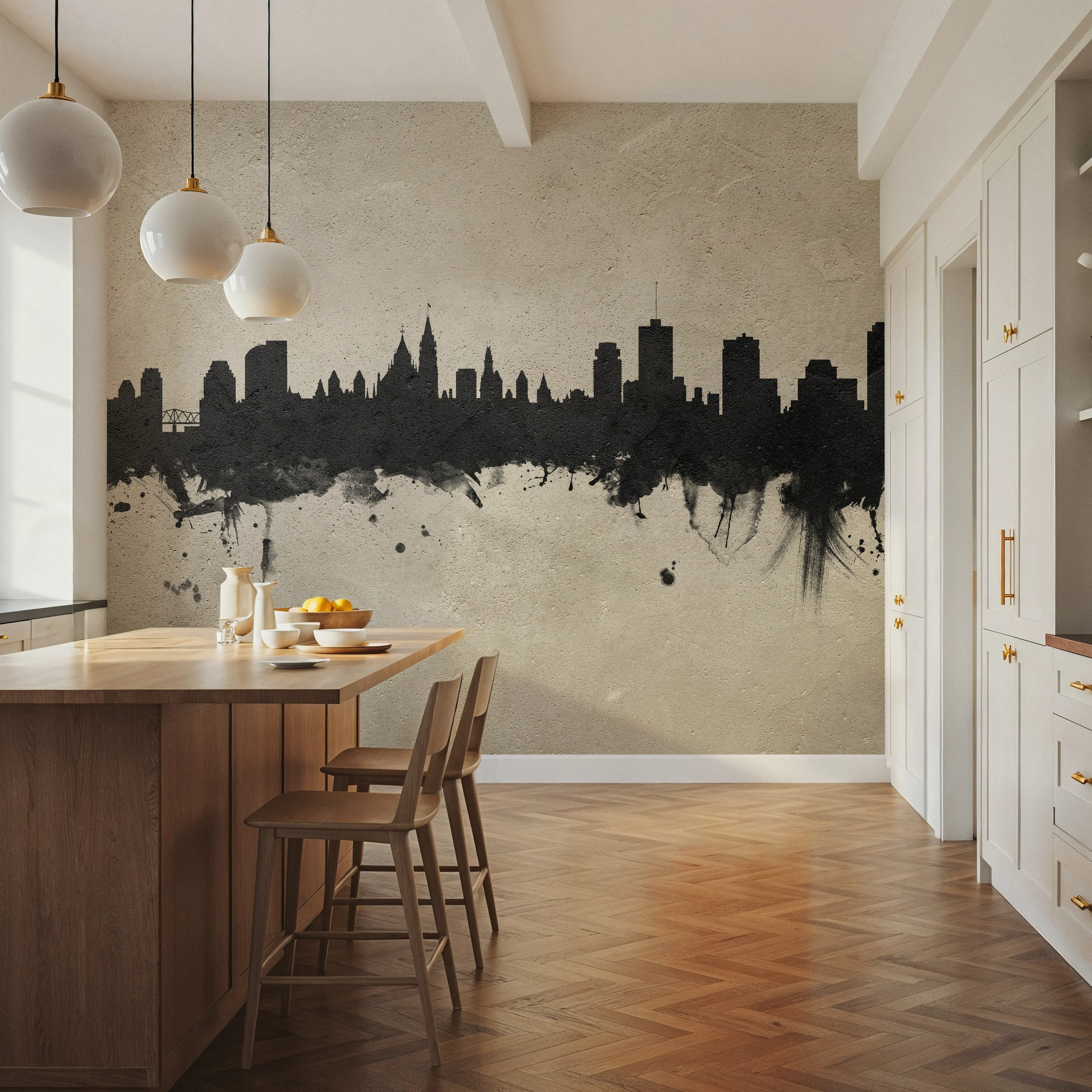 Mural - Ottowa Canada Skyline Concrete - Grafisk konst fototapet - Grå - Matsal - Wallism - Självhäftande eller limmad