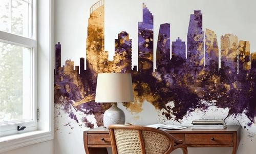 Gold Coast Australia Skyline Purple & Gold