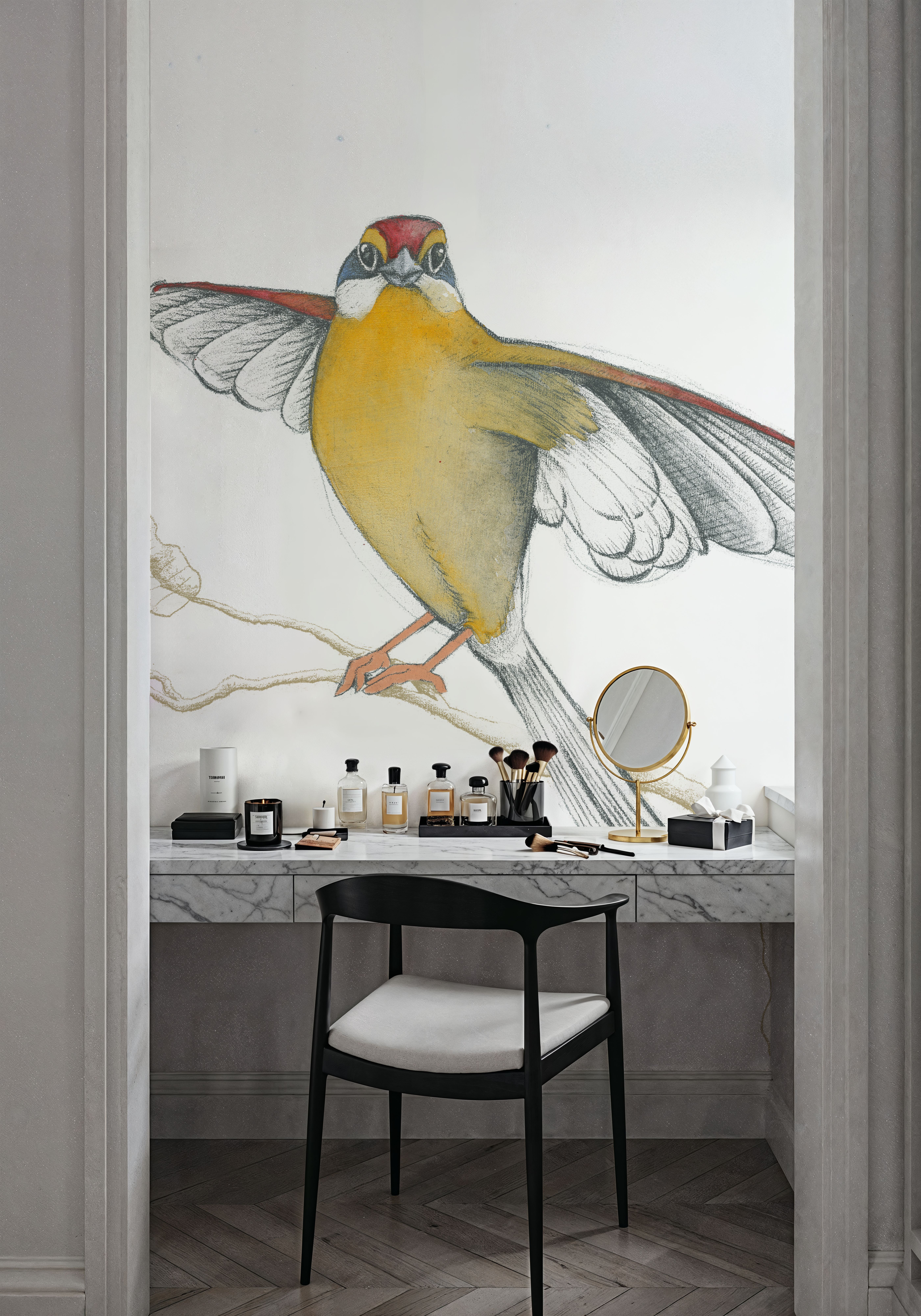Arts and Crafts Birds IV on White