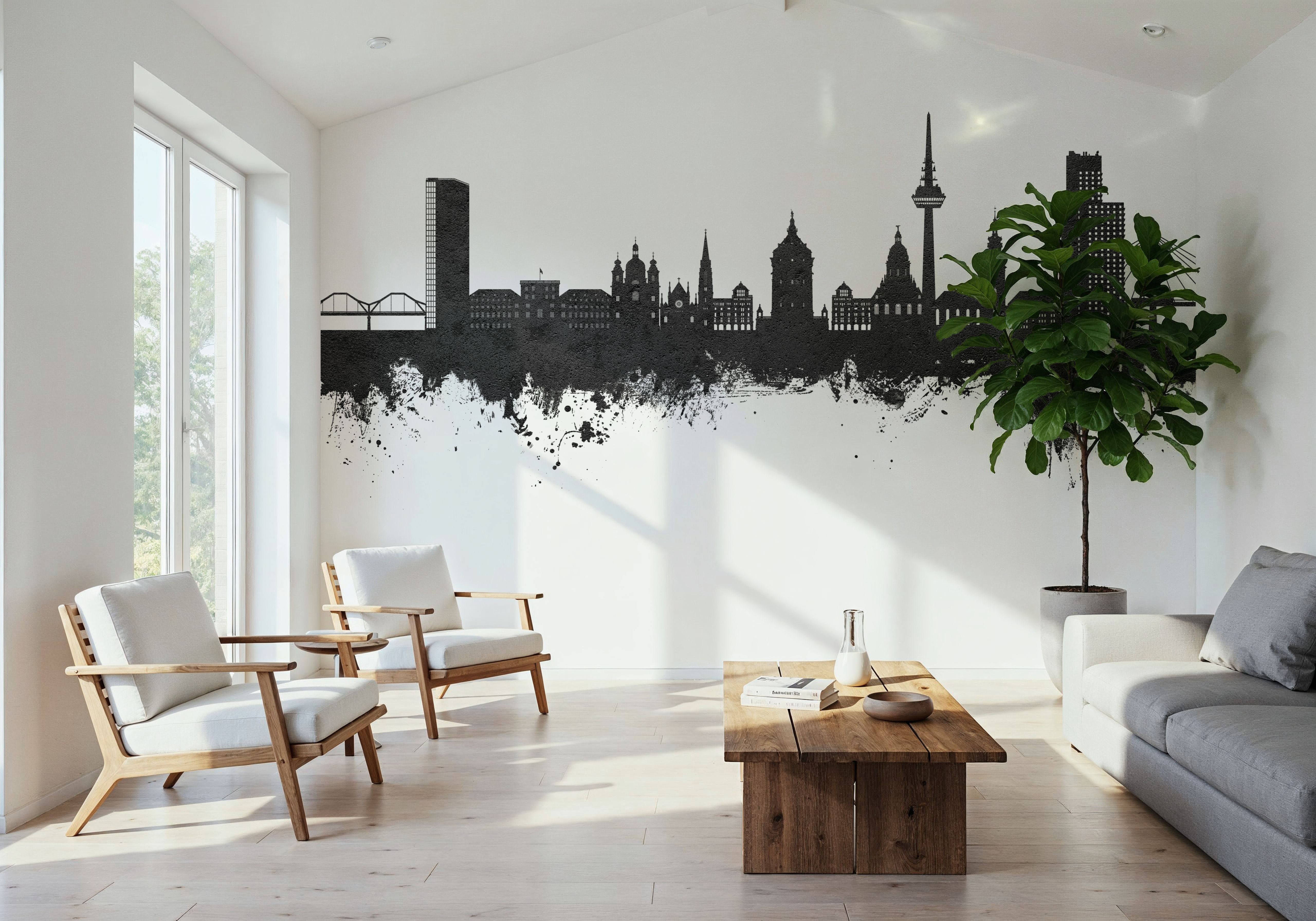 Mannheim Germany Skyline Black & White, Wallpaper