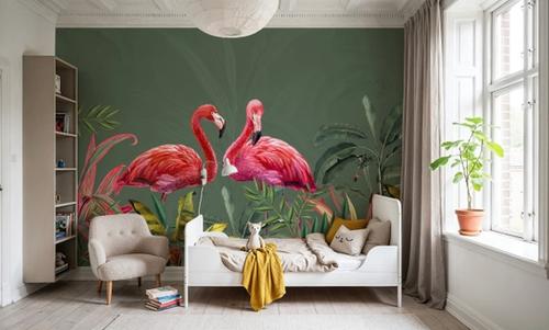 Shy Flamingos Green