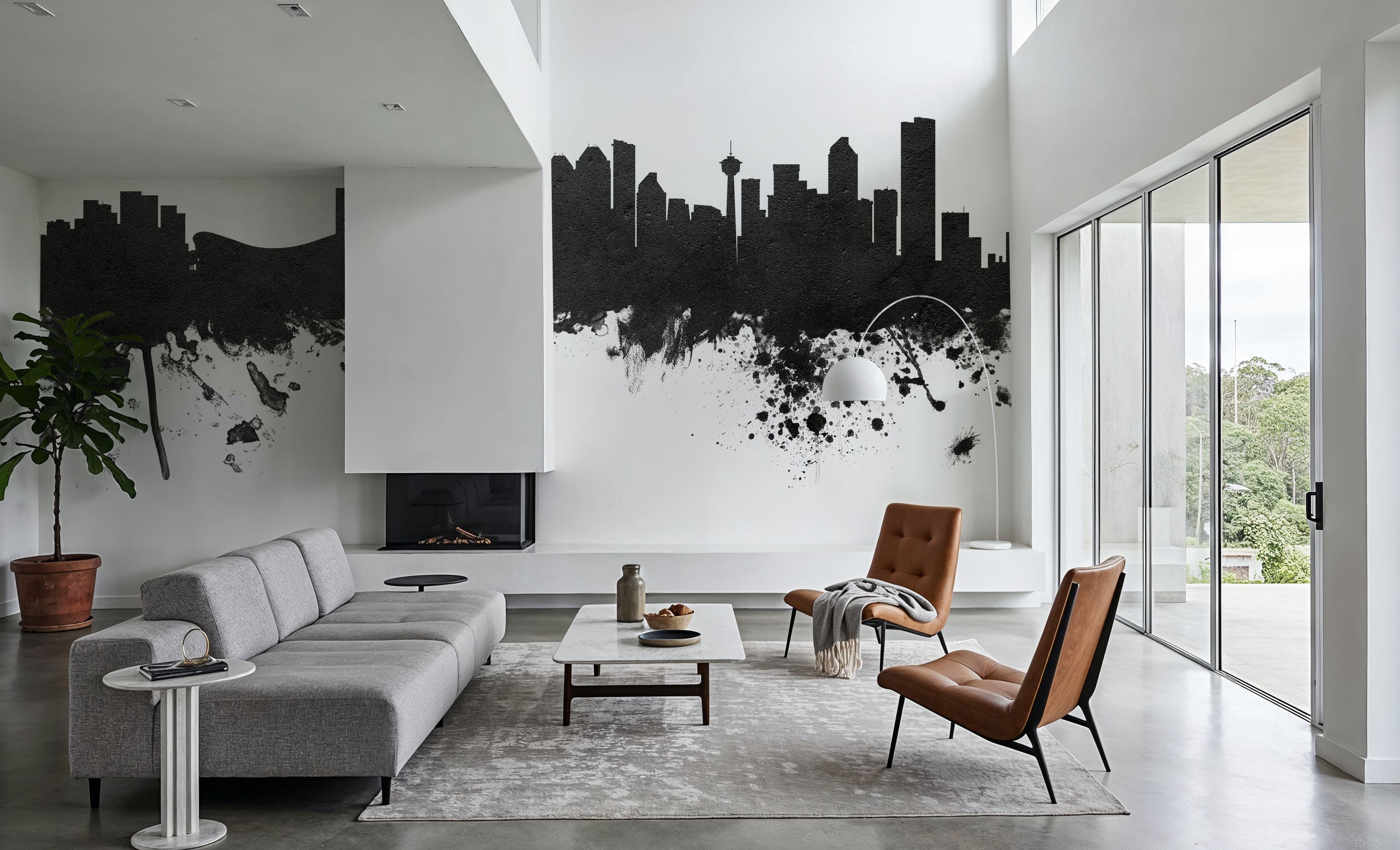 Calgary Canada Skyline Black & White, Wallpaper