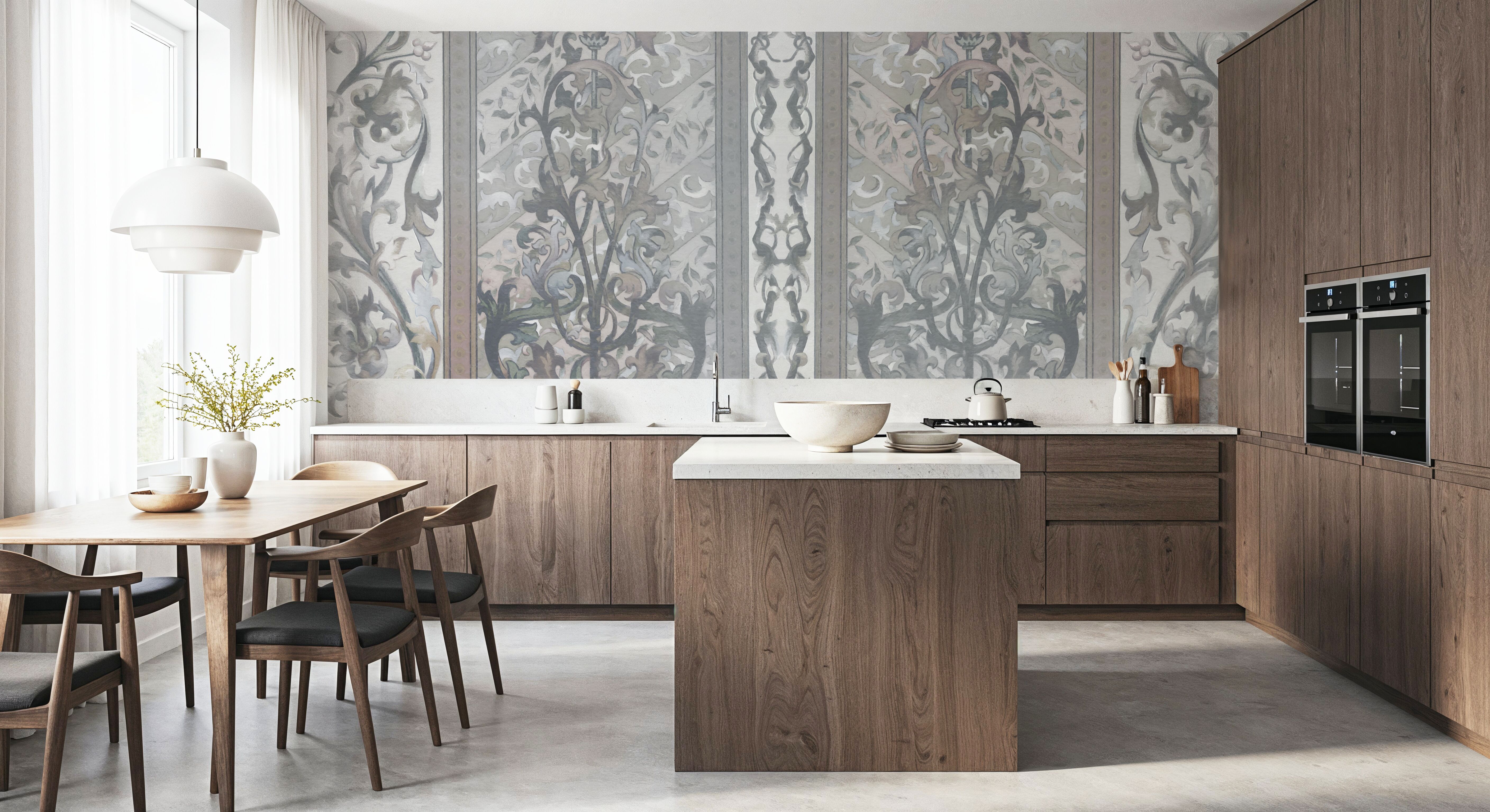 Plant Fantasy Ornament, Gray, Wallpaper