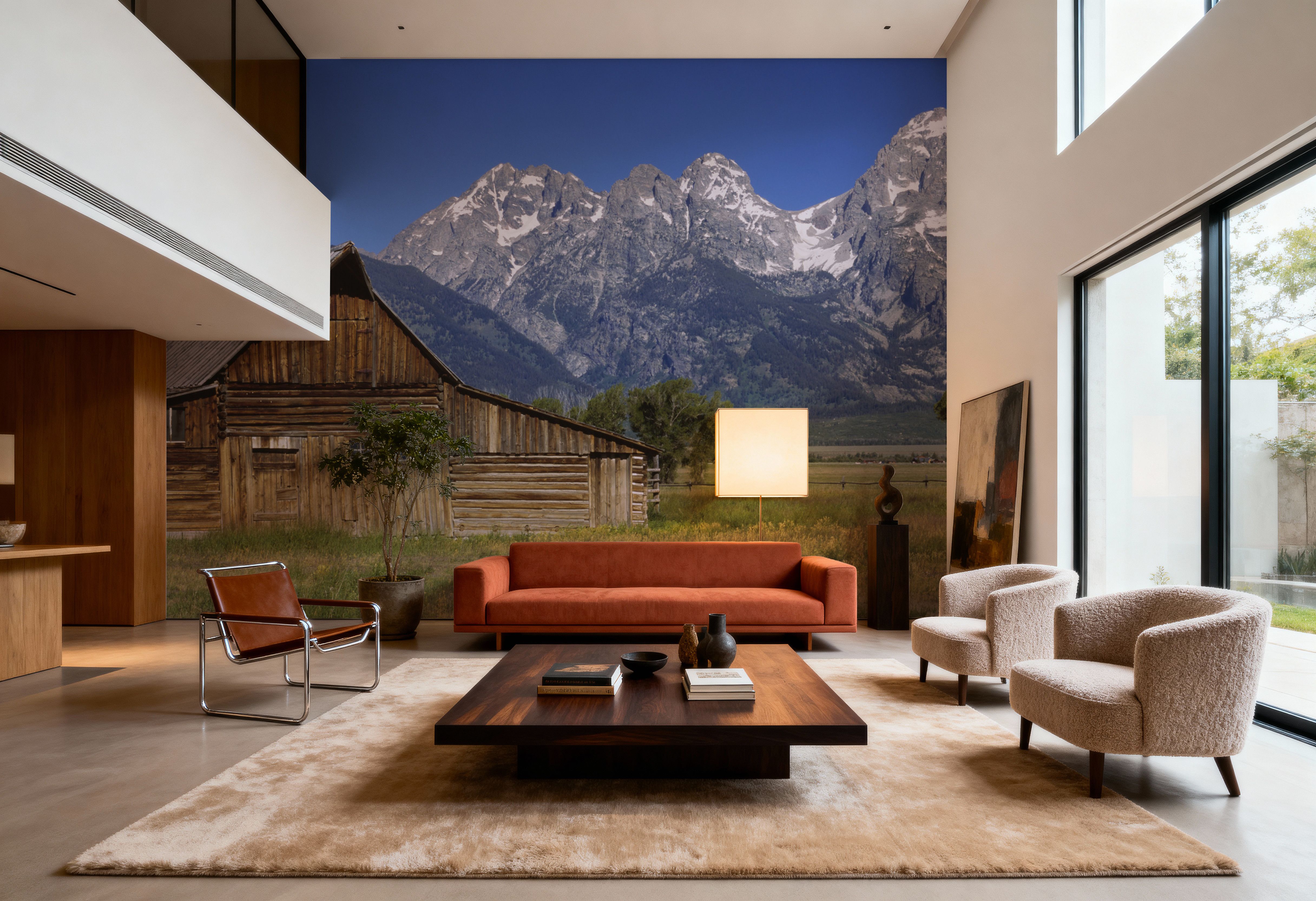 Mountain Homestead Blue, Wallpaper