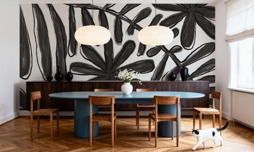 Fern and Flower Lines Black