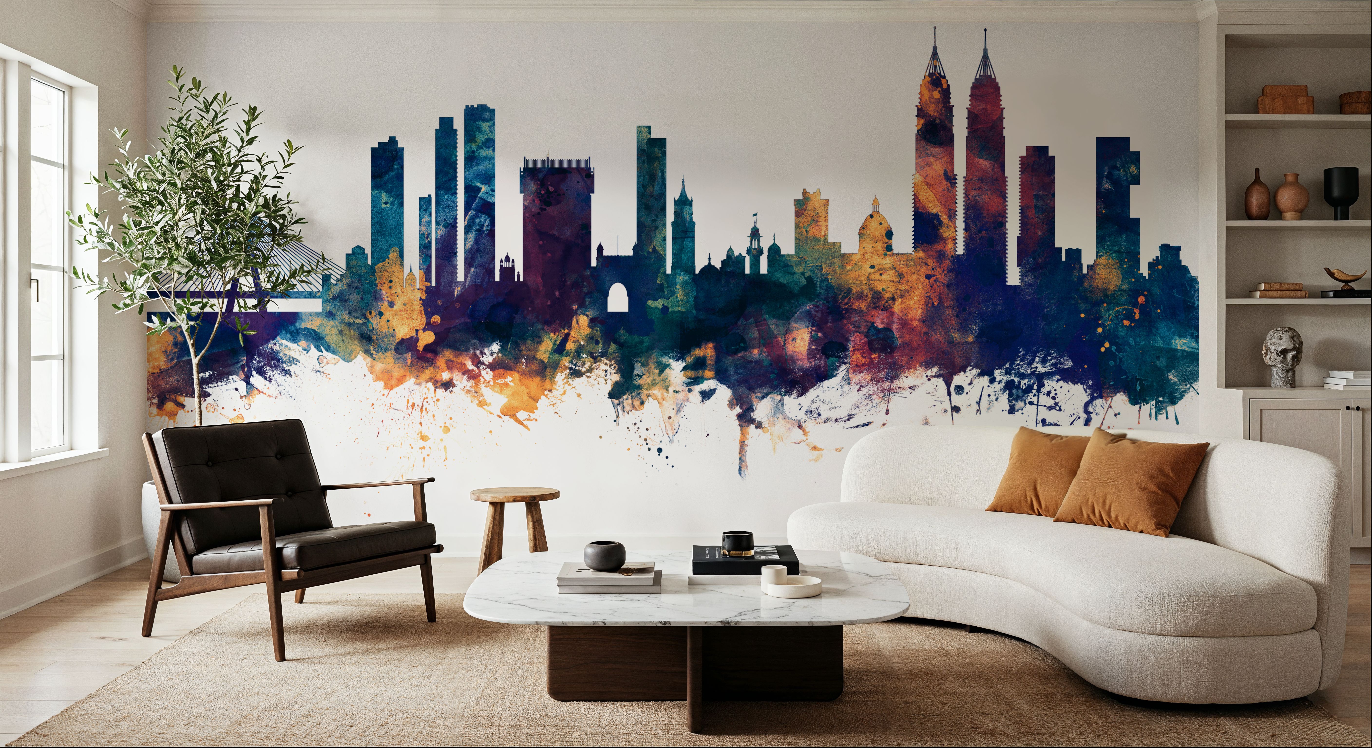 Mumbai Skyline India Bombay Blue & Bronze