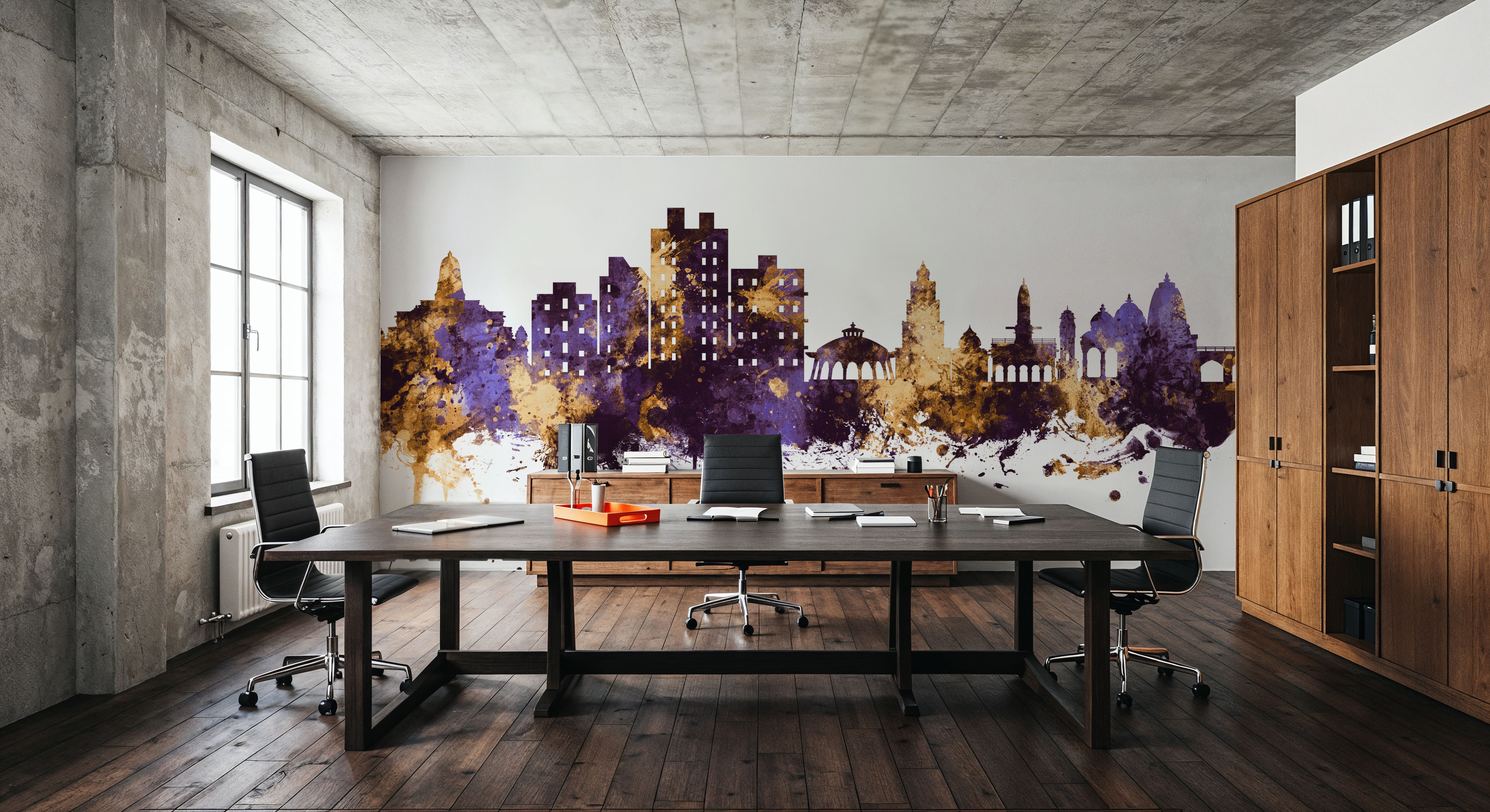 Nashik India Skyline Purple & Gold, Papel pintado