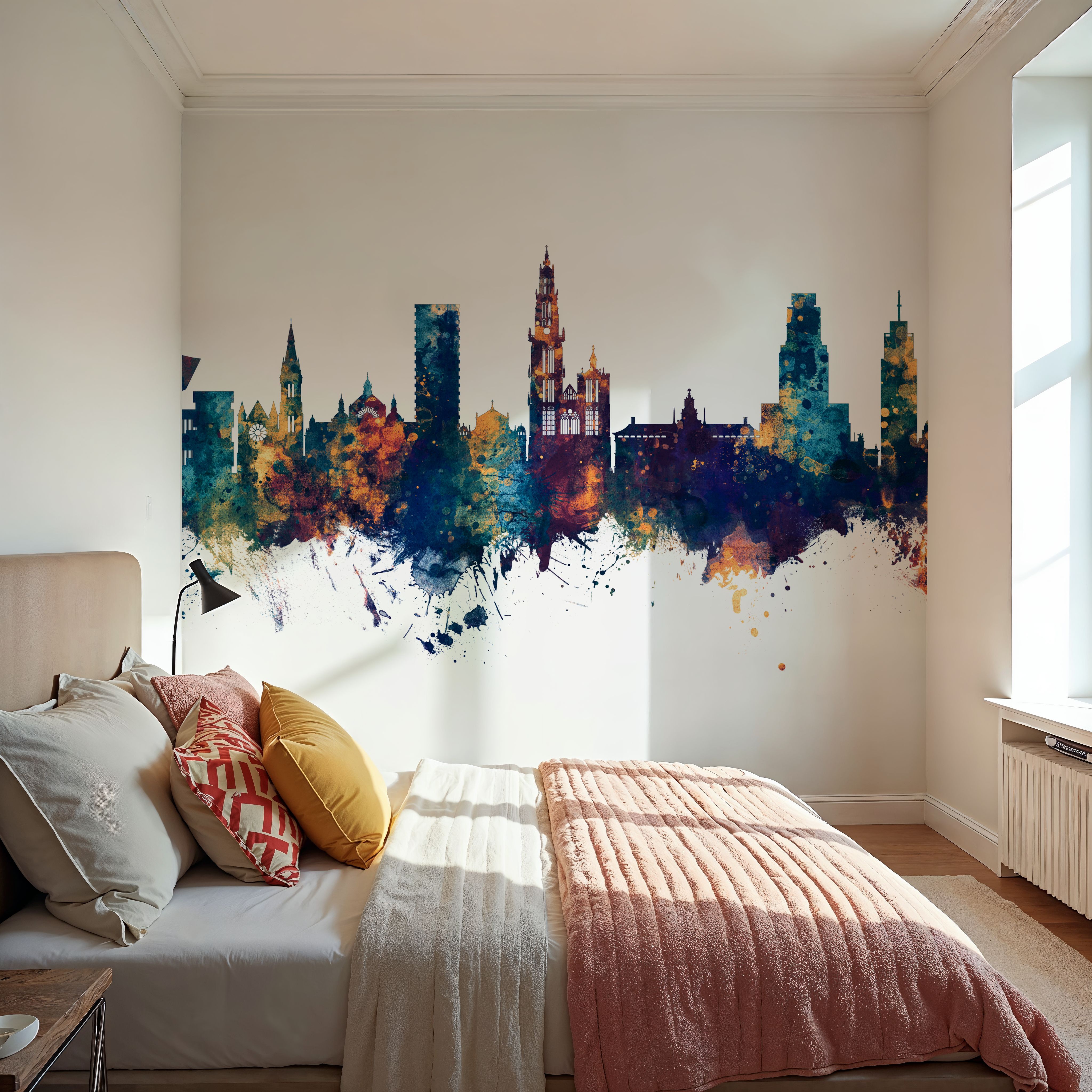 Antwerp Belgium Skyline Blue & Bronze