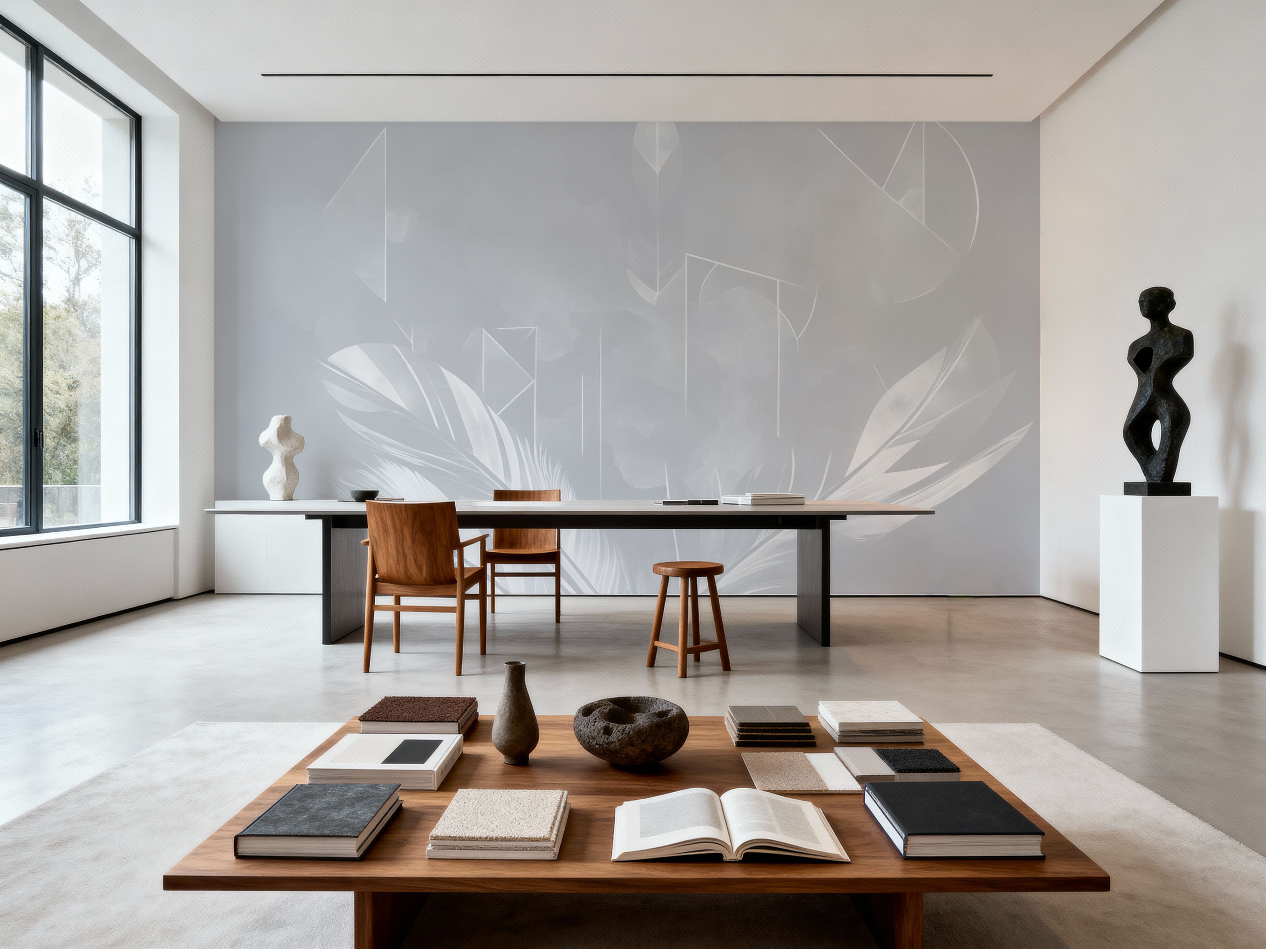 Solid Feather Geometry Gray