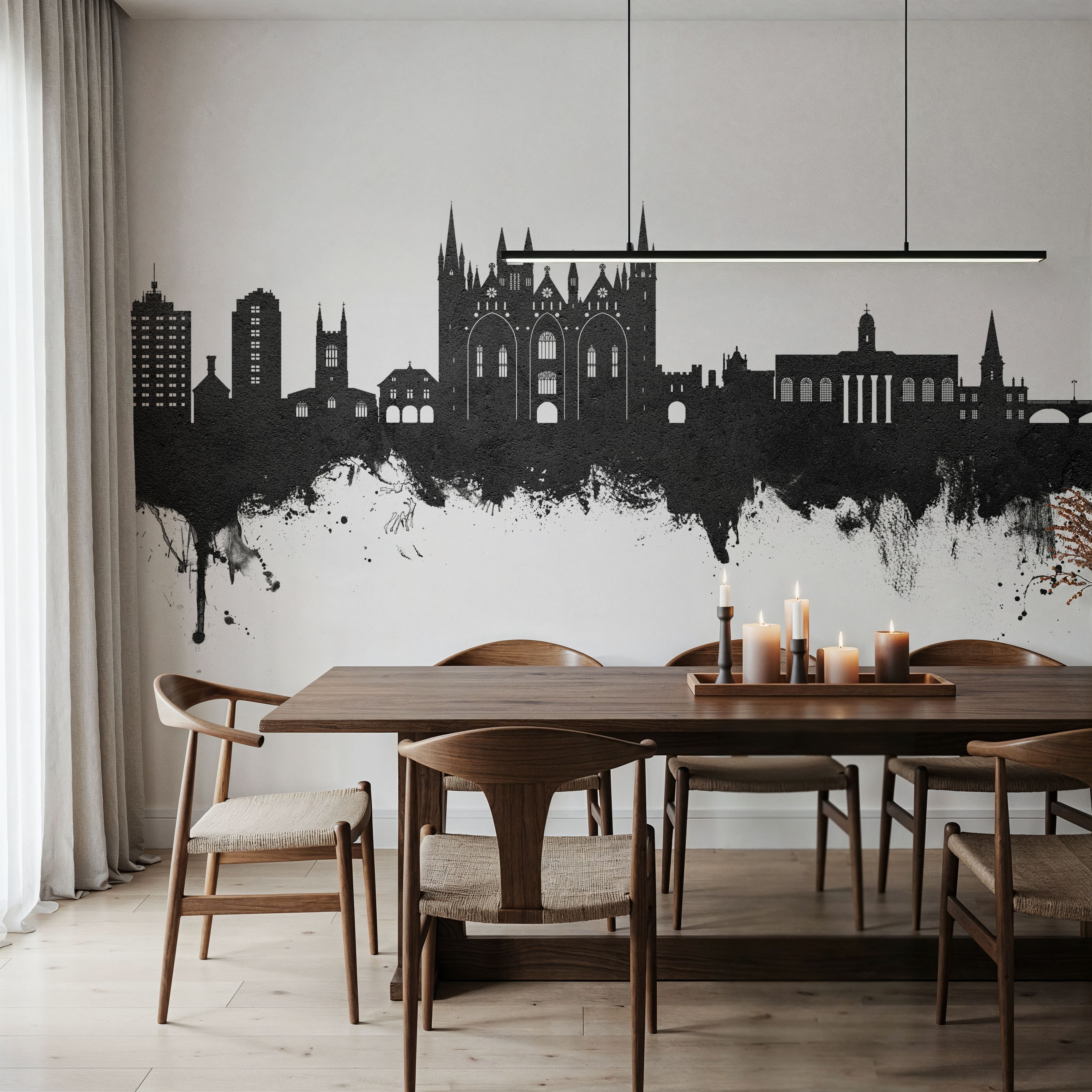 Peterborough England Skyline Black & White