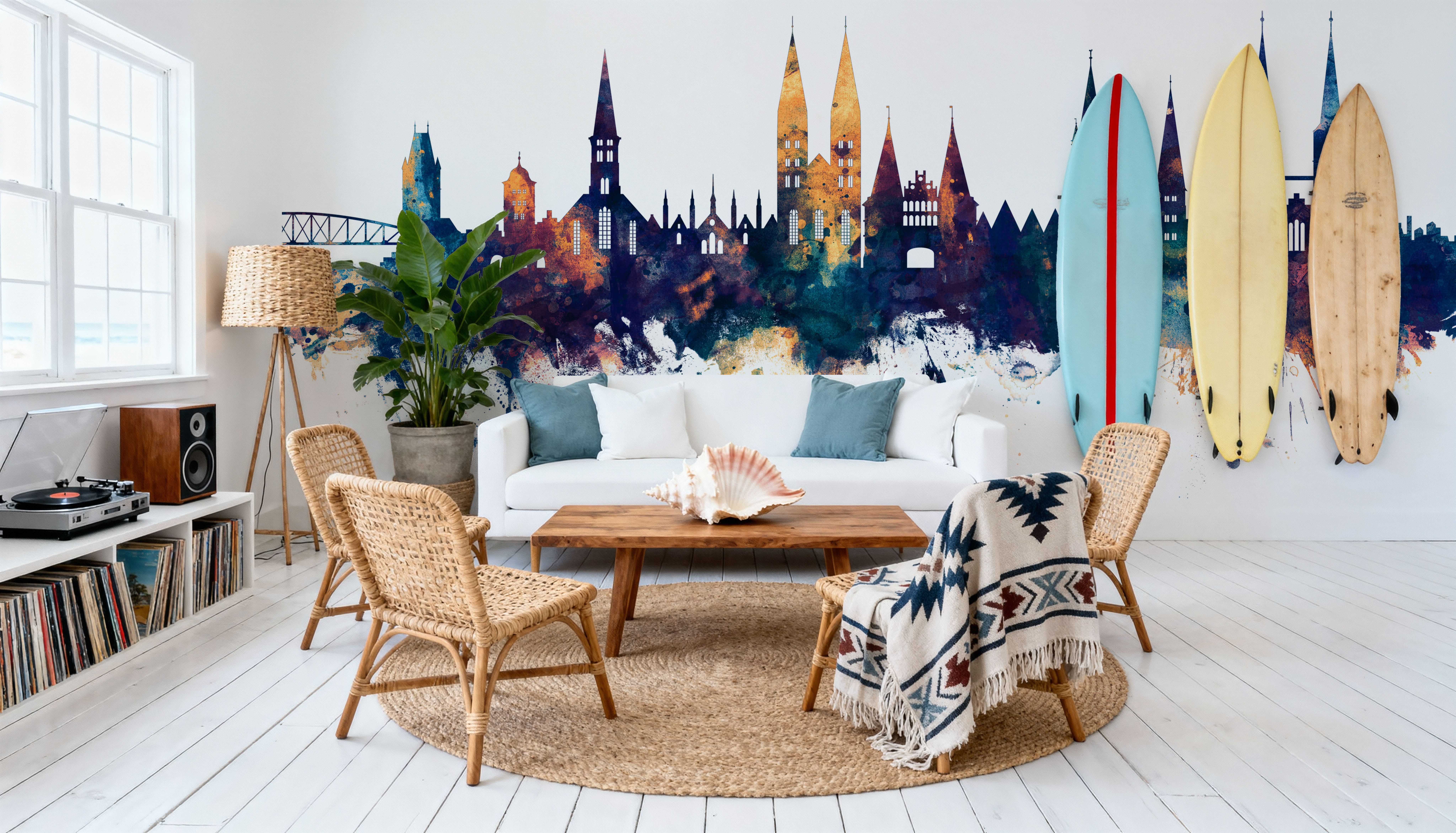 Lubeck Germany Skyline Blue & Bronze