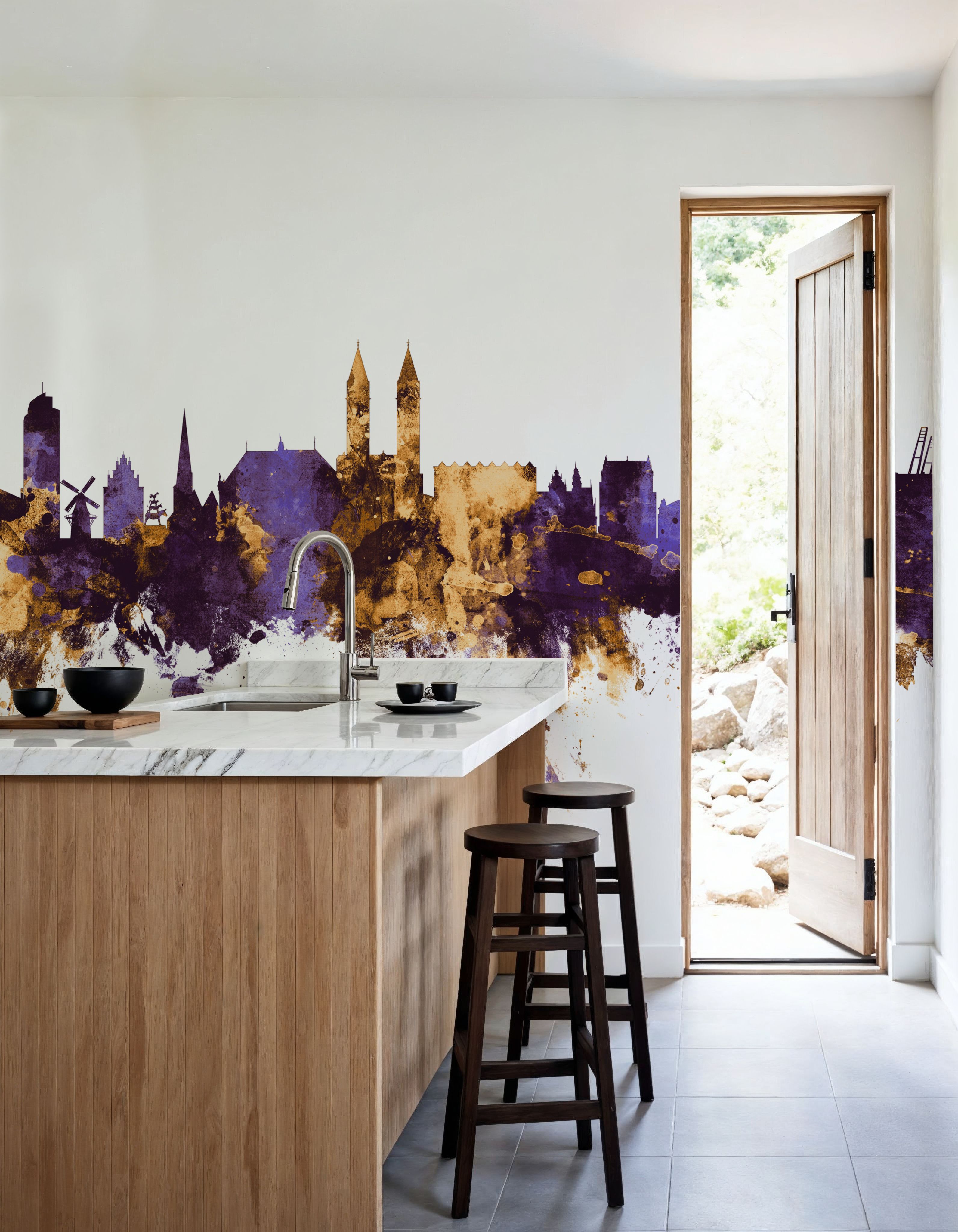 Bremen Germany Skyline Purple & Gold