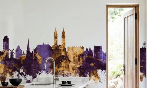 Bremen Germany Skyline Purple & Gold