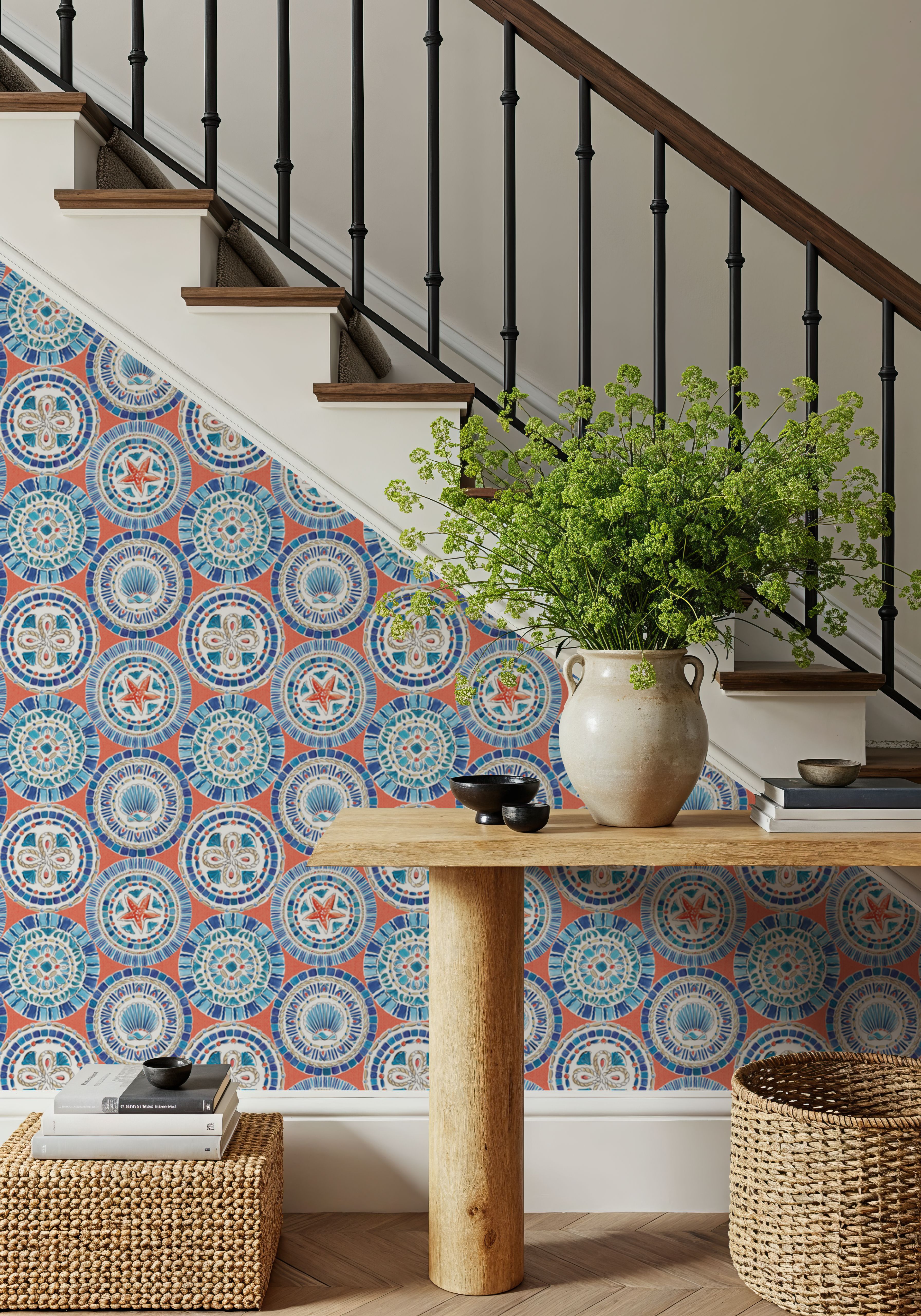 Maritime Plates Red, Papier peint