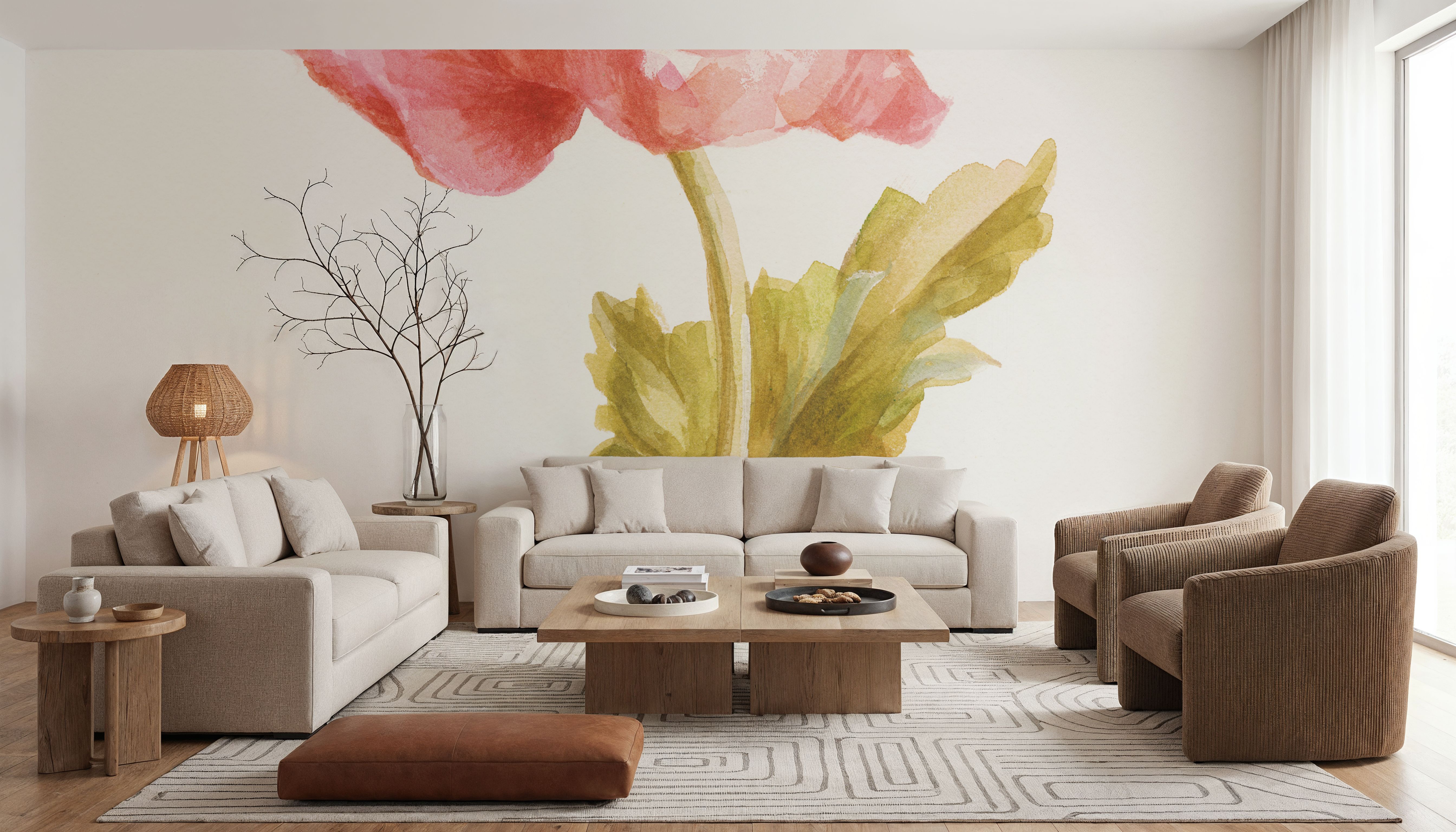 Garden Poppy on White, Tapeten