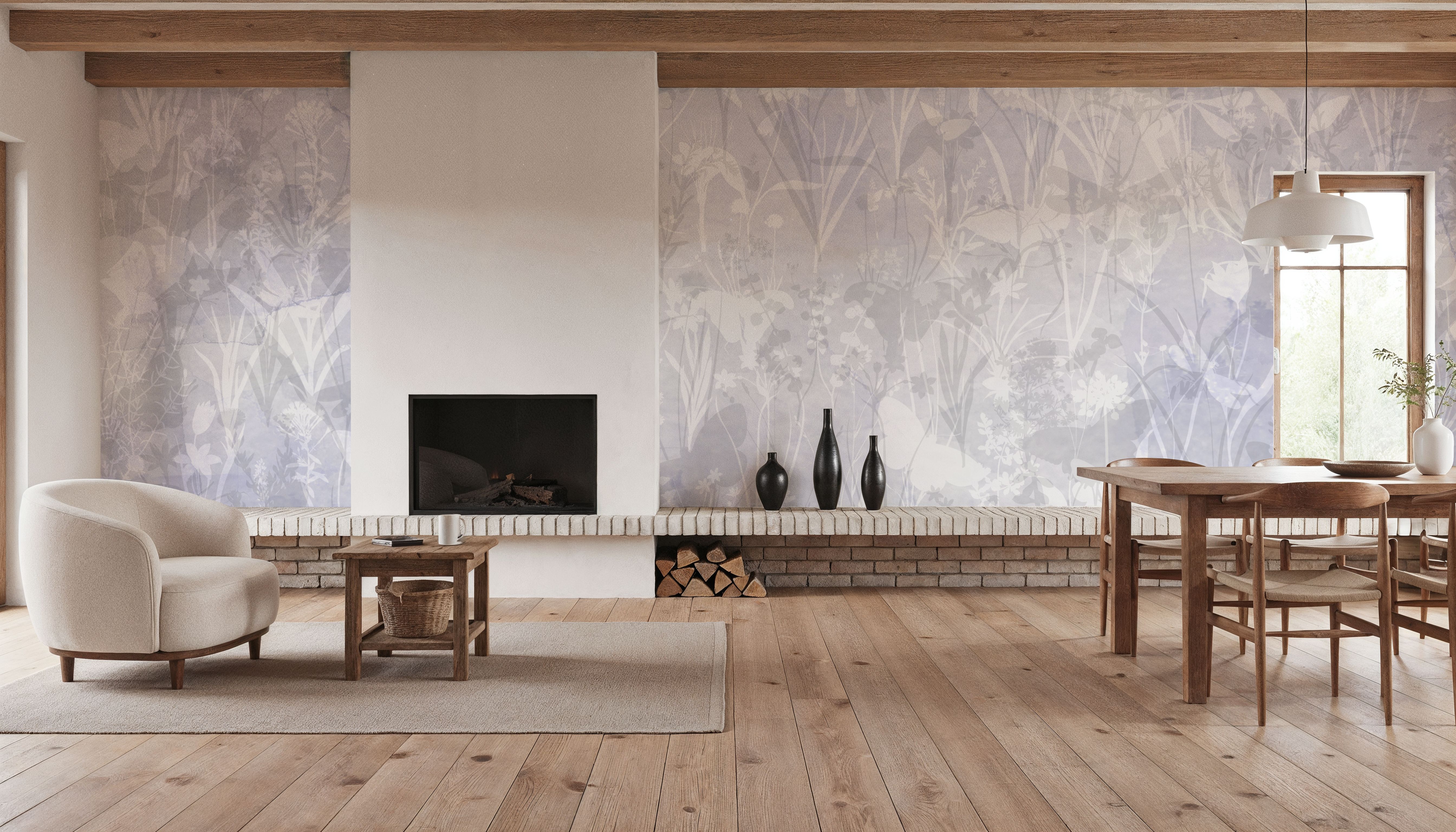 Herbals and Butterflies Double Silhouette Blue