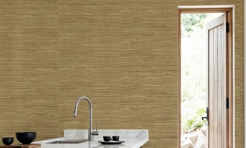Faux Grasscloth with Visible Seams, Ochre