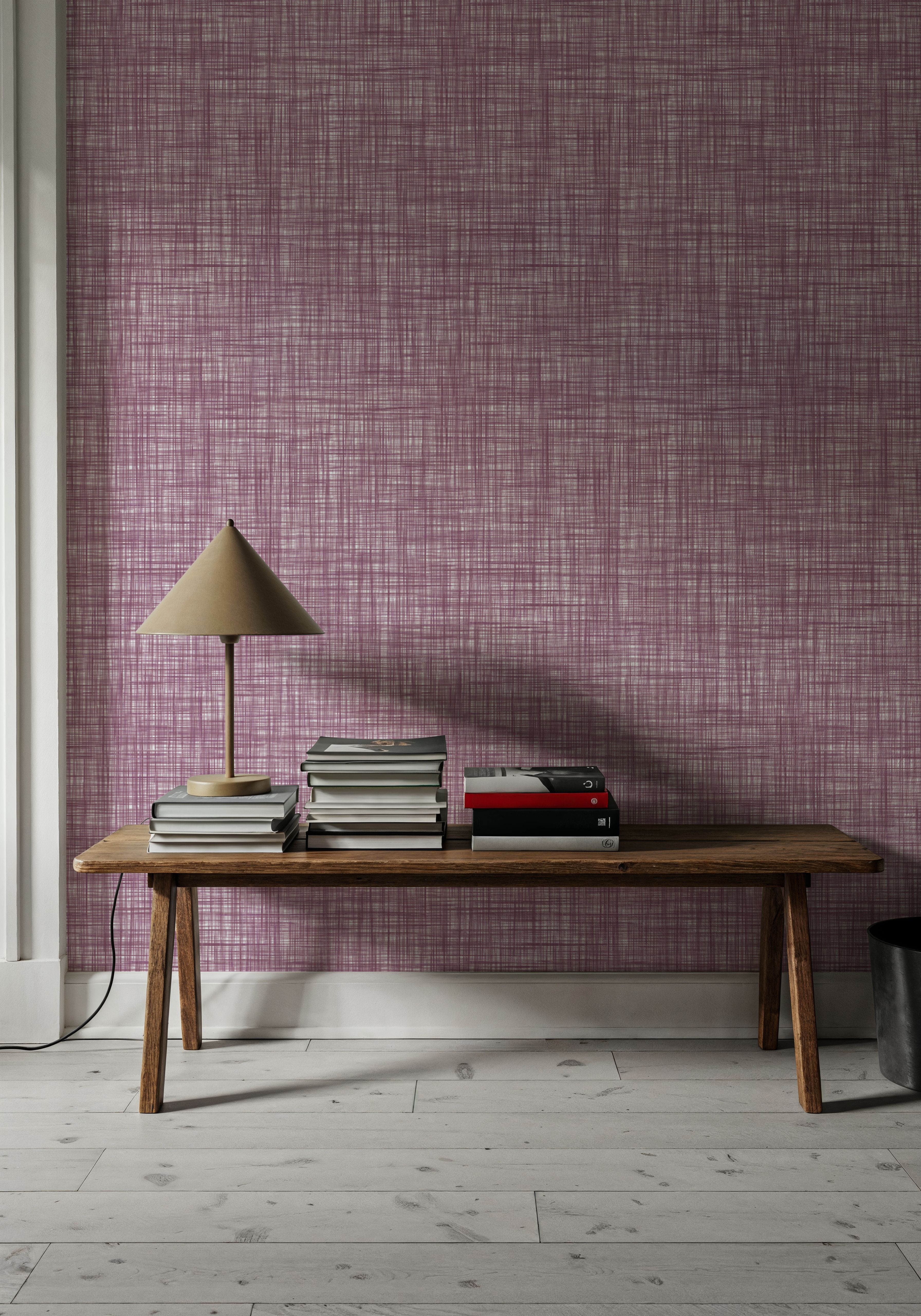 Mottled Linen Effect, Plum, Wallpaper