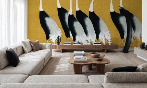 Flock of Traditional Japanese Red Crown Crane