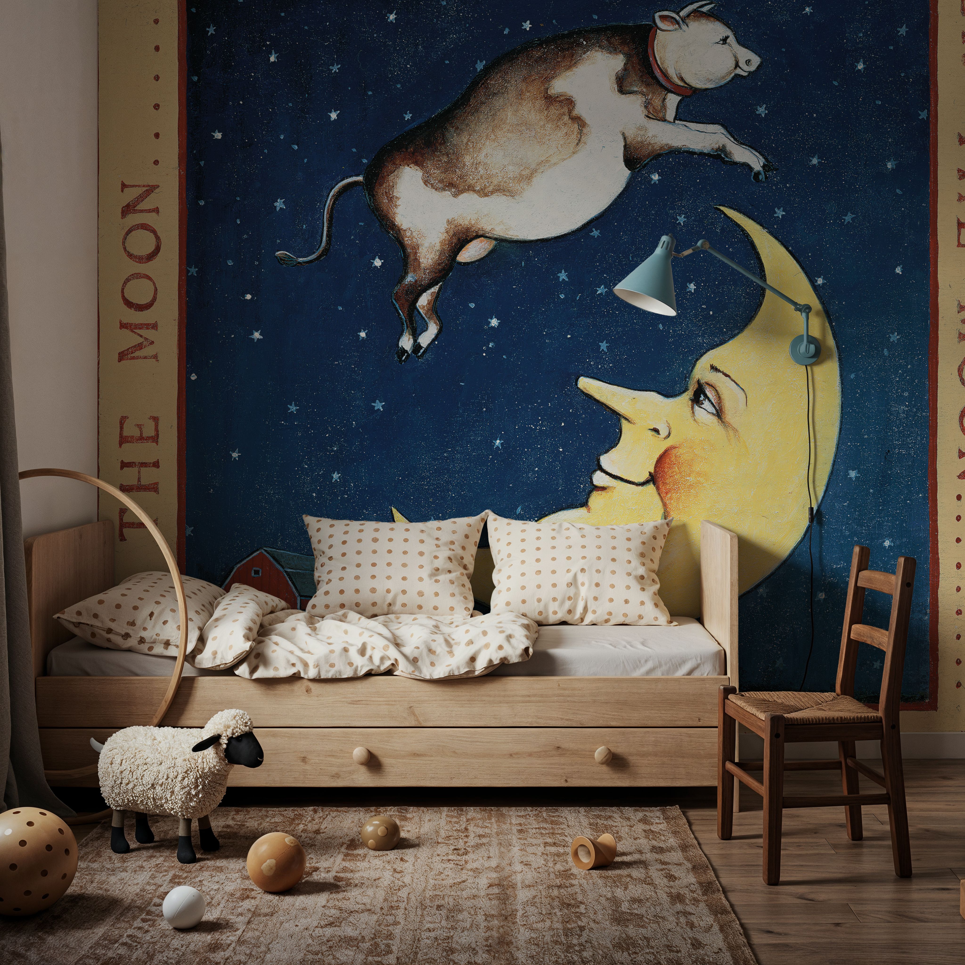 Fotomural - The Cow Jumped - Astronomía Animales - Habitación Infantil - Wallism España - Pegar en la pared o Autoadhesivo