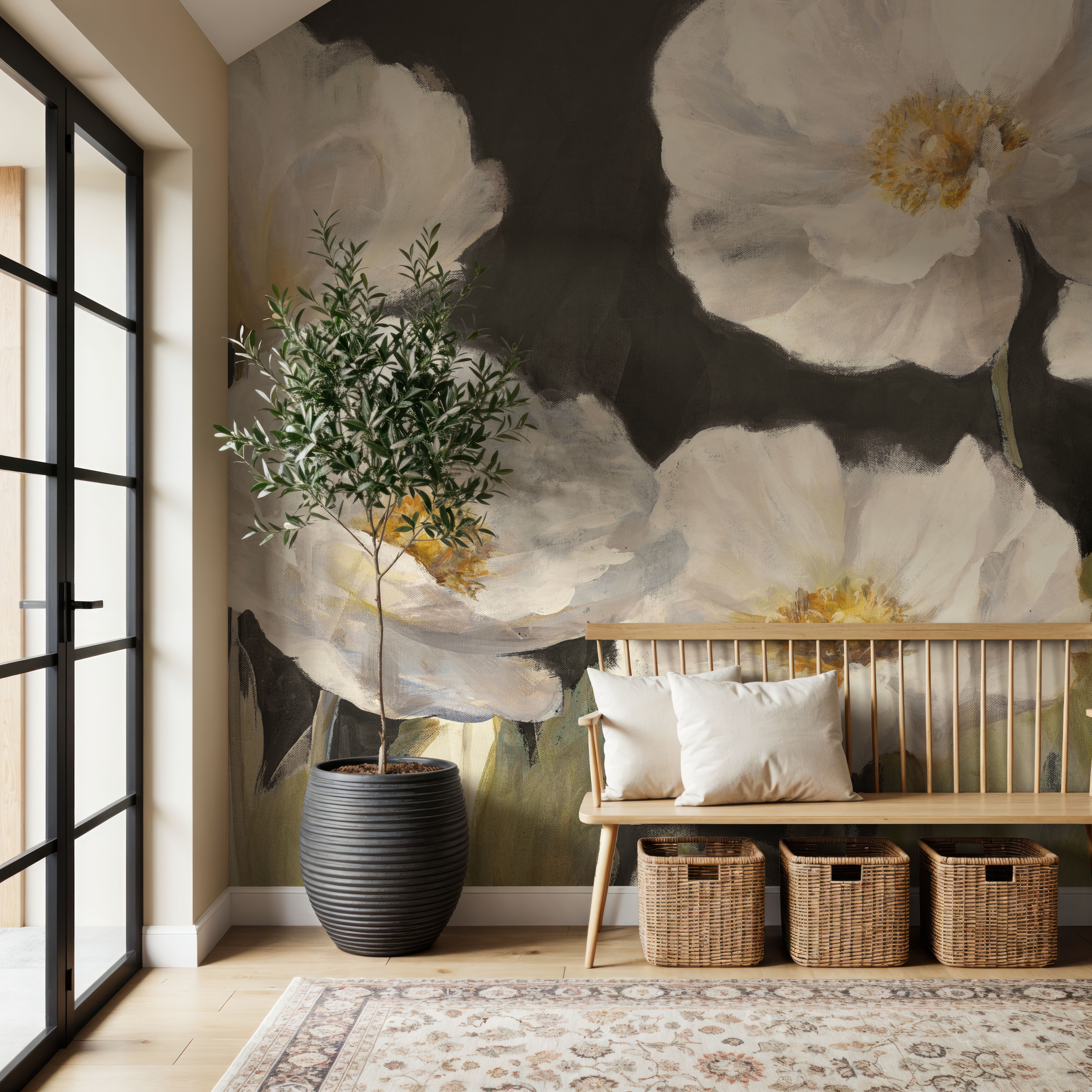 White Anemones on Black