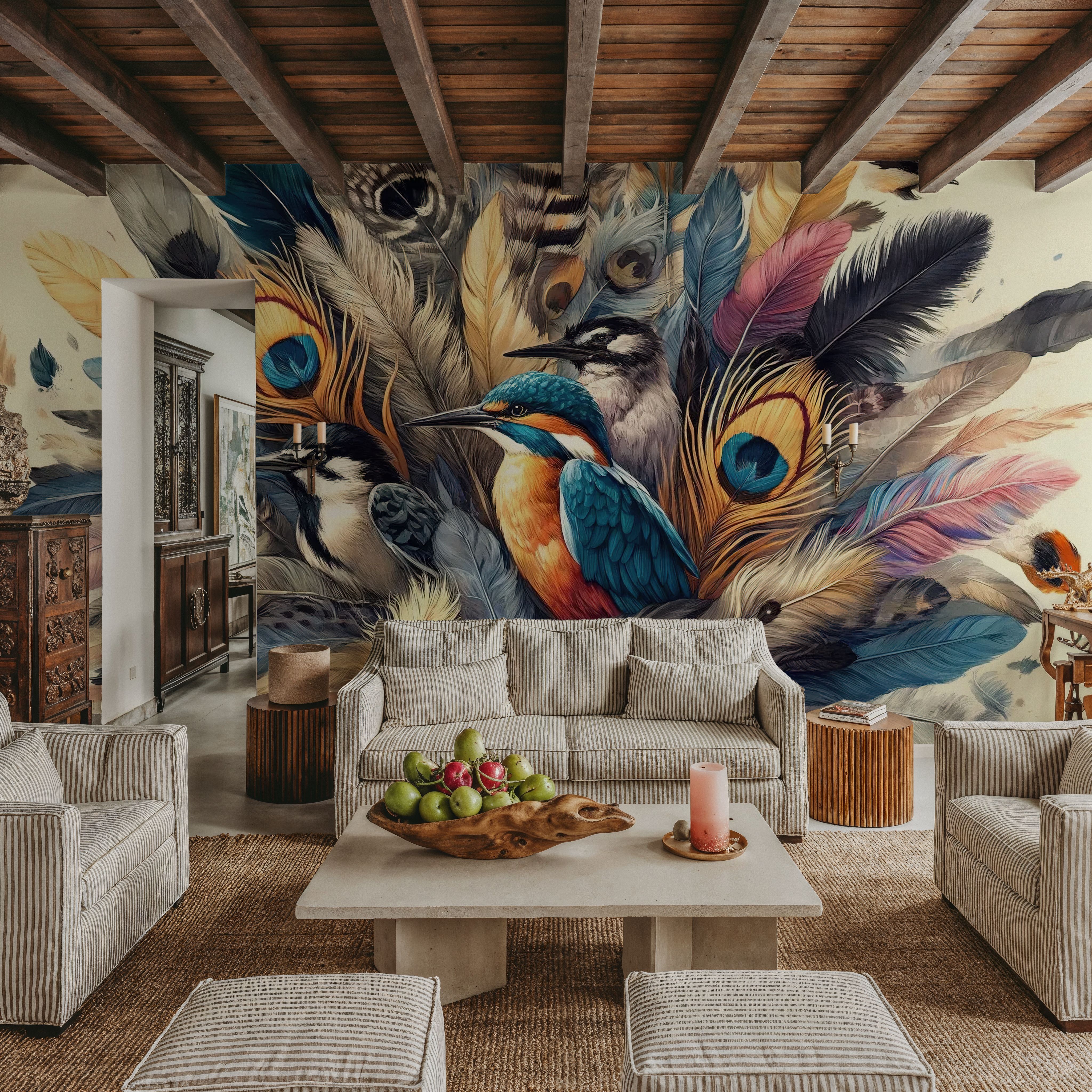 Tropical Whispers Among Ethereal Feathers