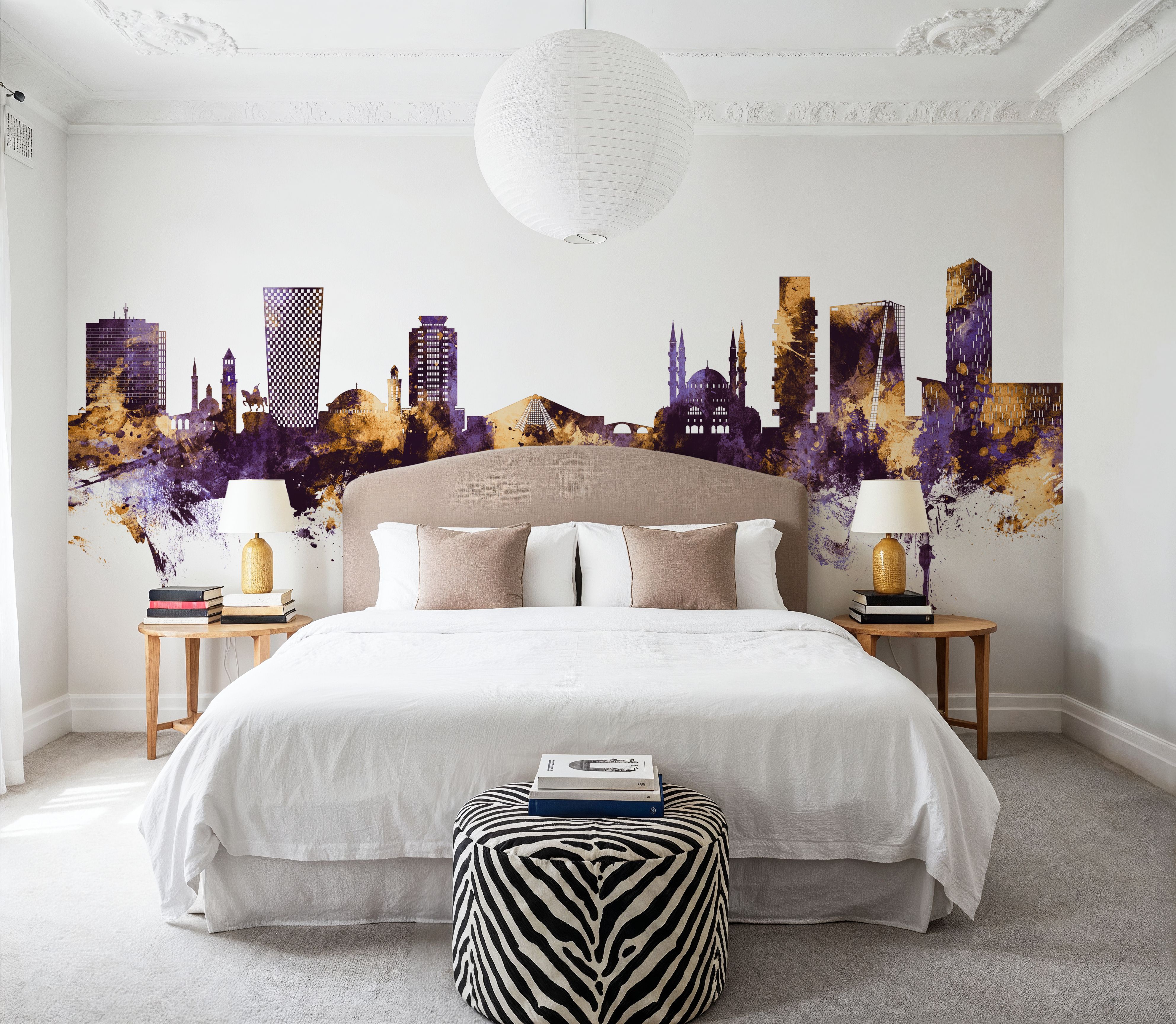 Tirana Skyline Purple & Gold