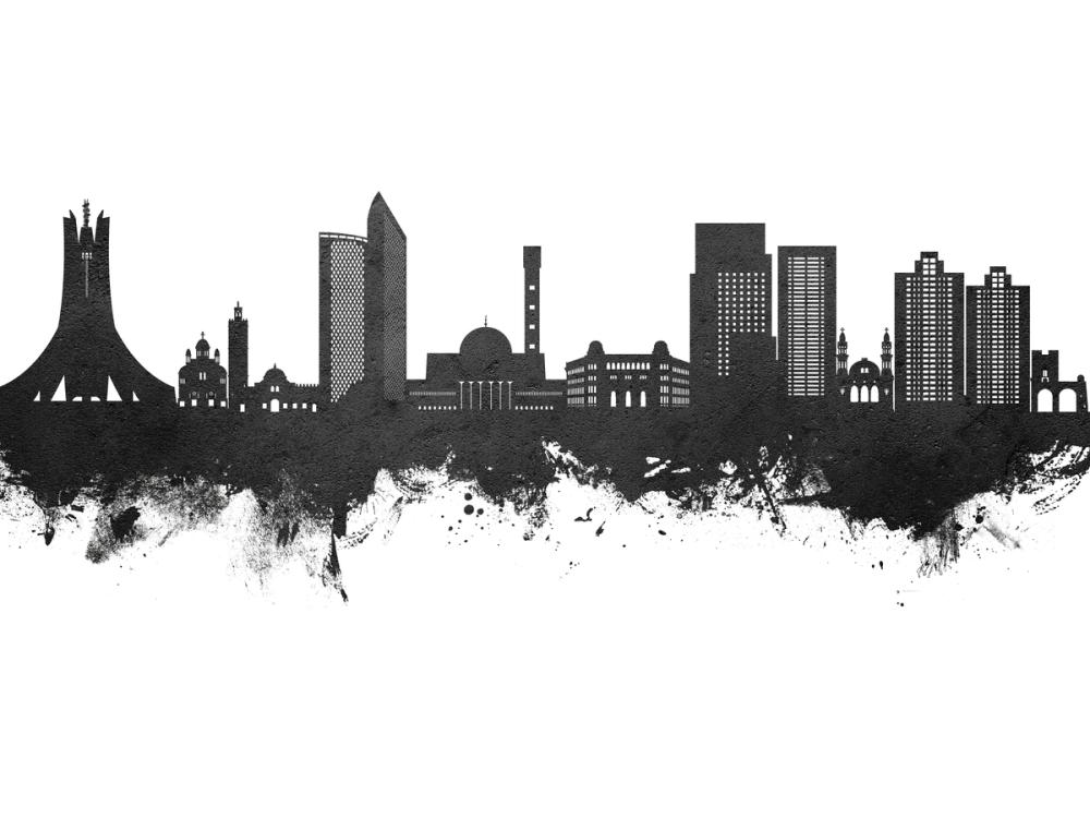 Algiers Algeria Skyline Black & White