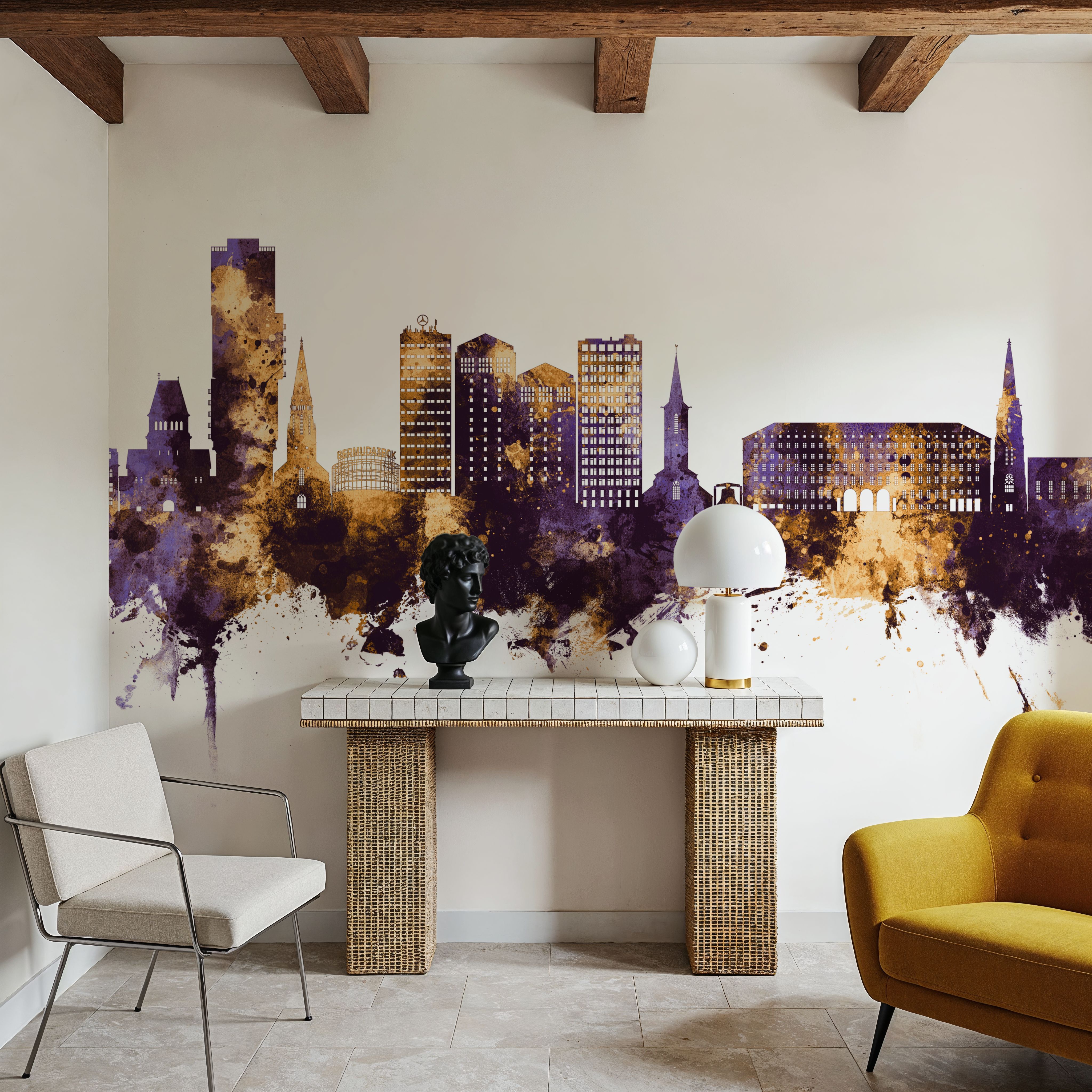 Bochum Germany Skyline Purple & Gold