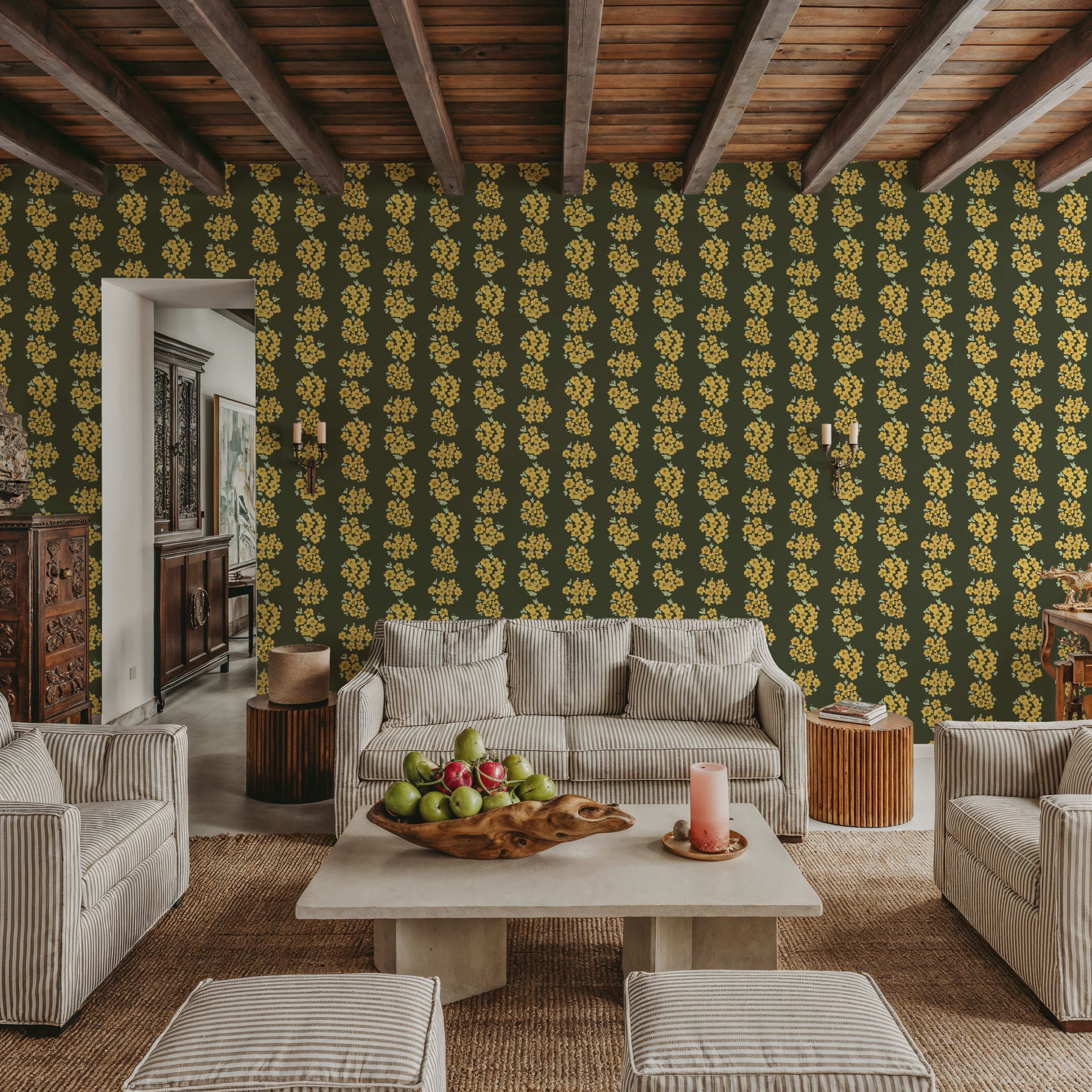 Ditsy Floral Clusters, Avocado Green