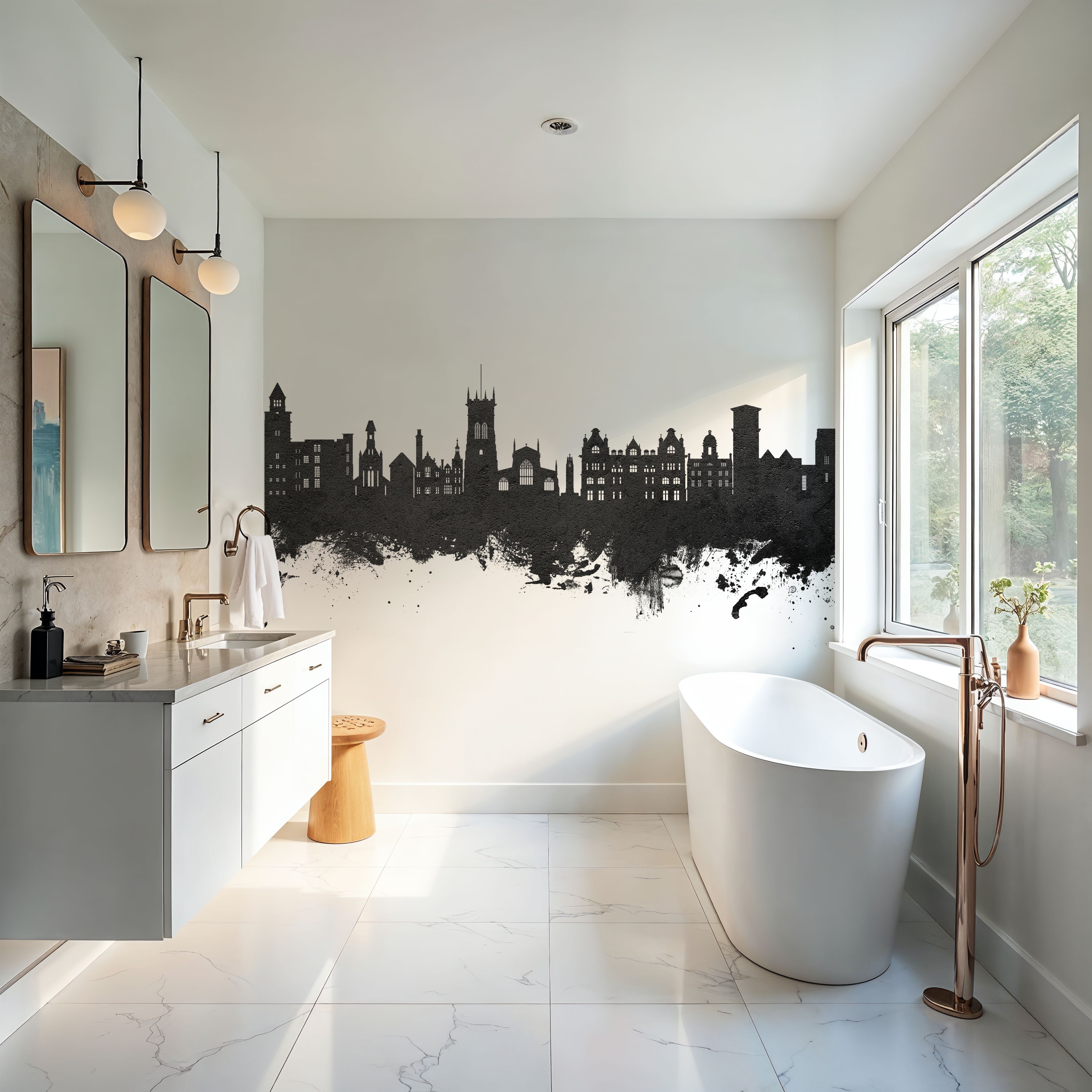 Wigan England Skyline Black & White 