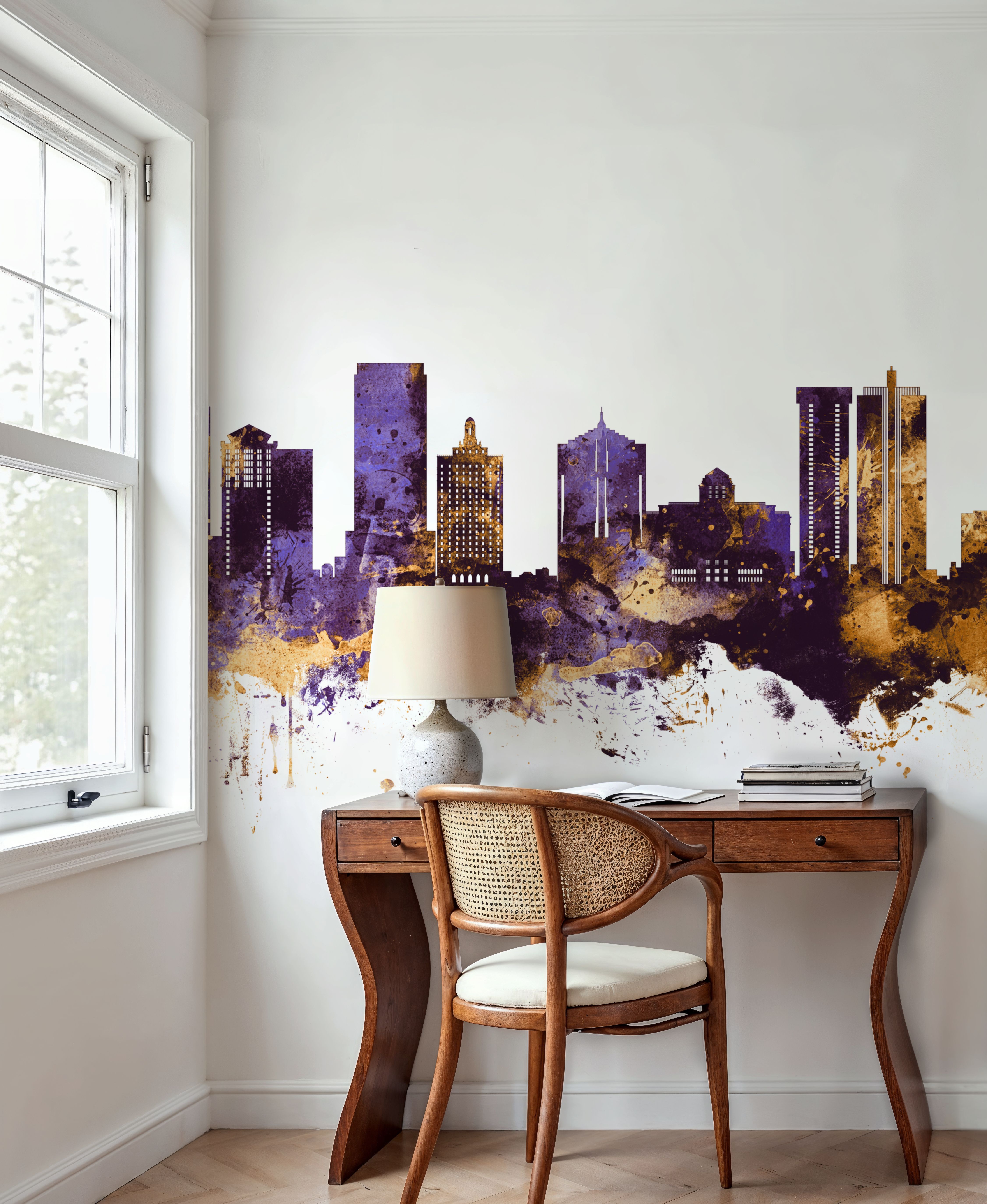 Atlantic City New Jersey Skyline Purple & Gold