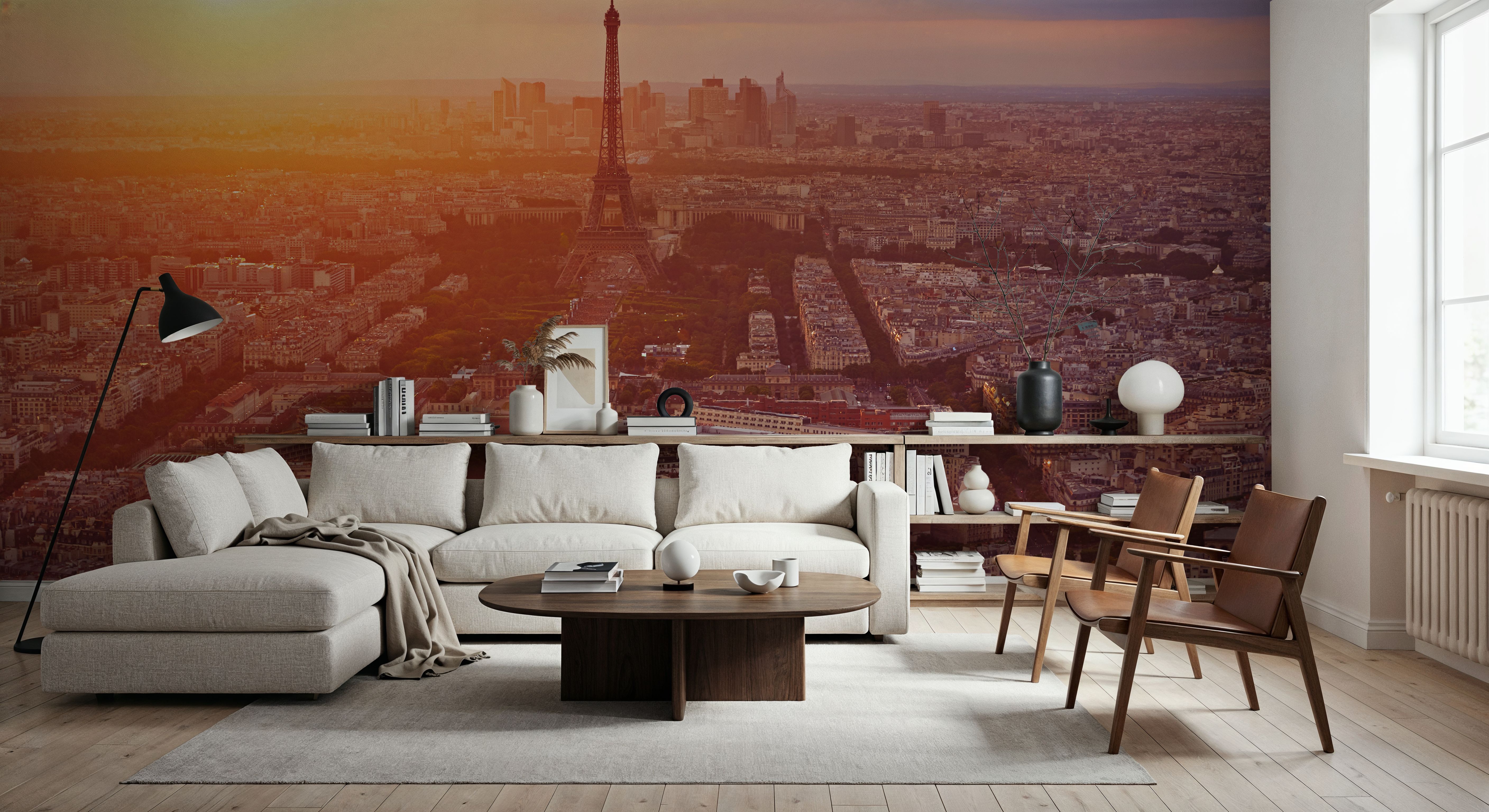 Eiffel Tower in Paris Aerial Sunset